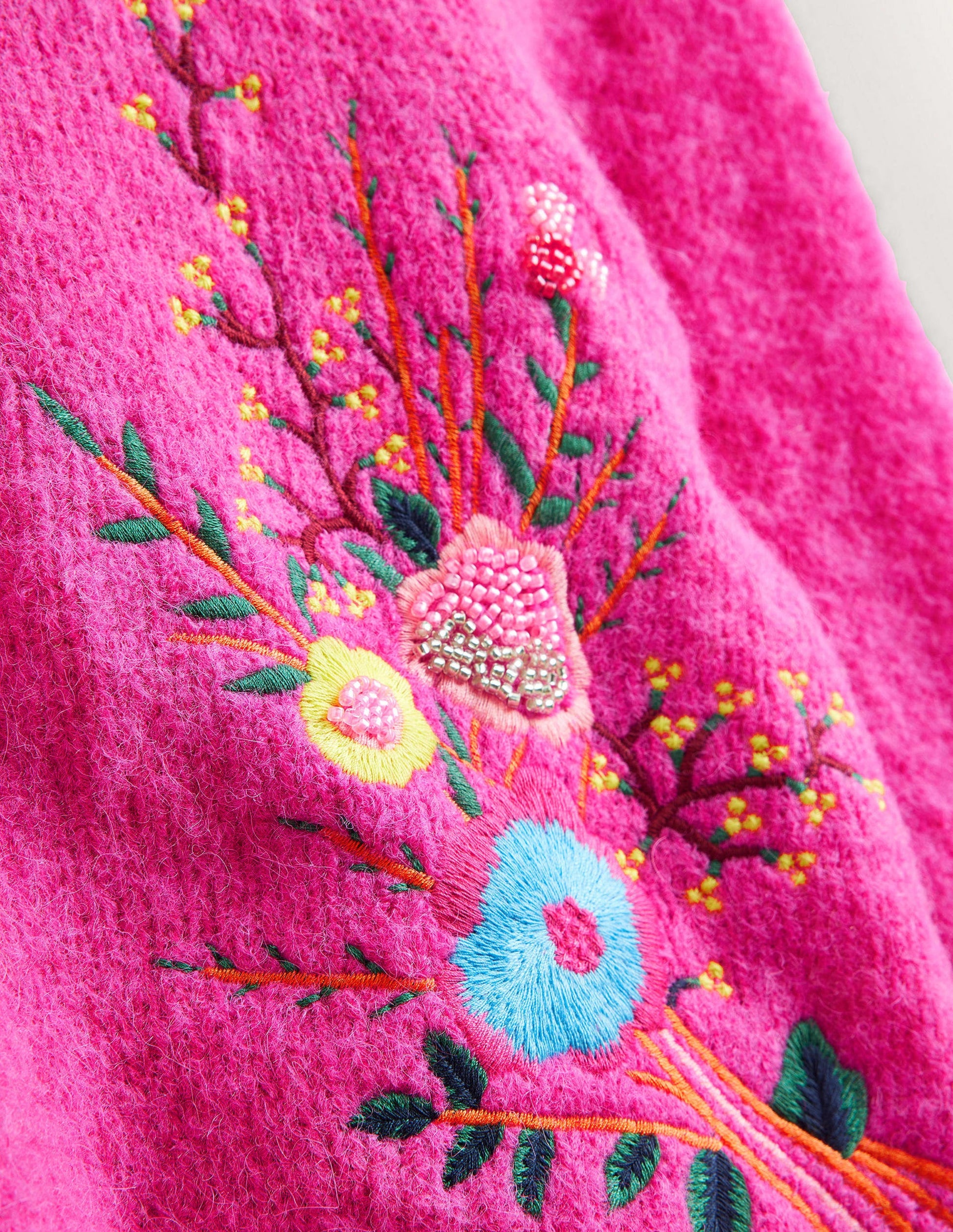 Fluffy Floral Detail Jumper-Shocking Pink Floral-6