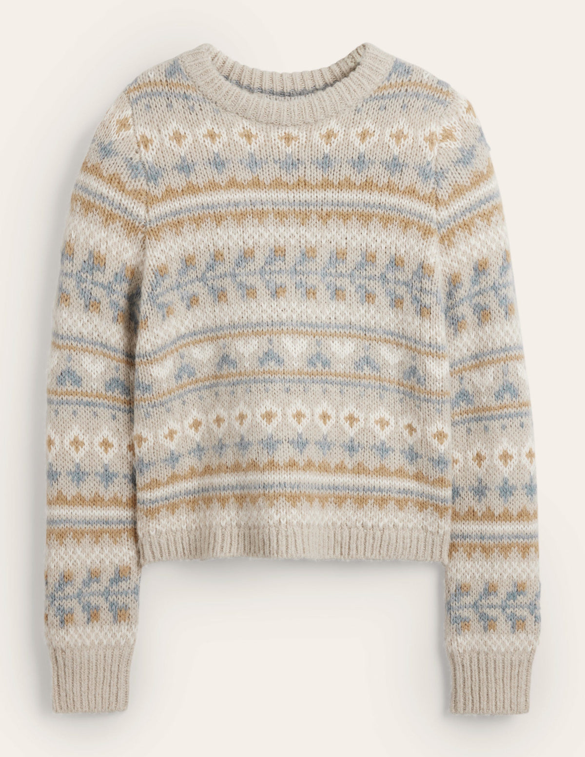 Fluffy Fair Isle Jumper-Oatmeal Melange Fairisle - Image 5
