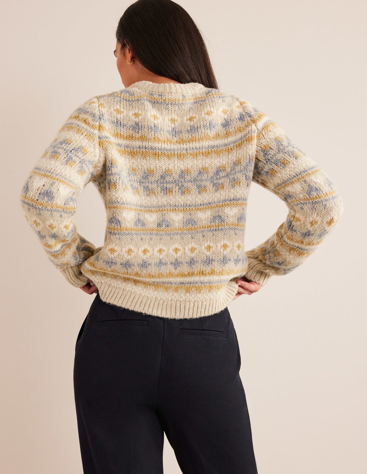 Fluffy Fair Isle Jumper-Oatmeal Melange Fairisle-3