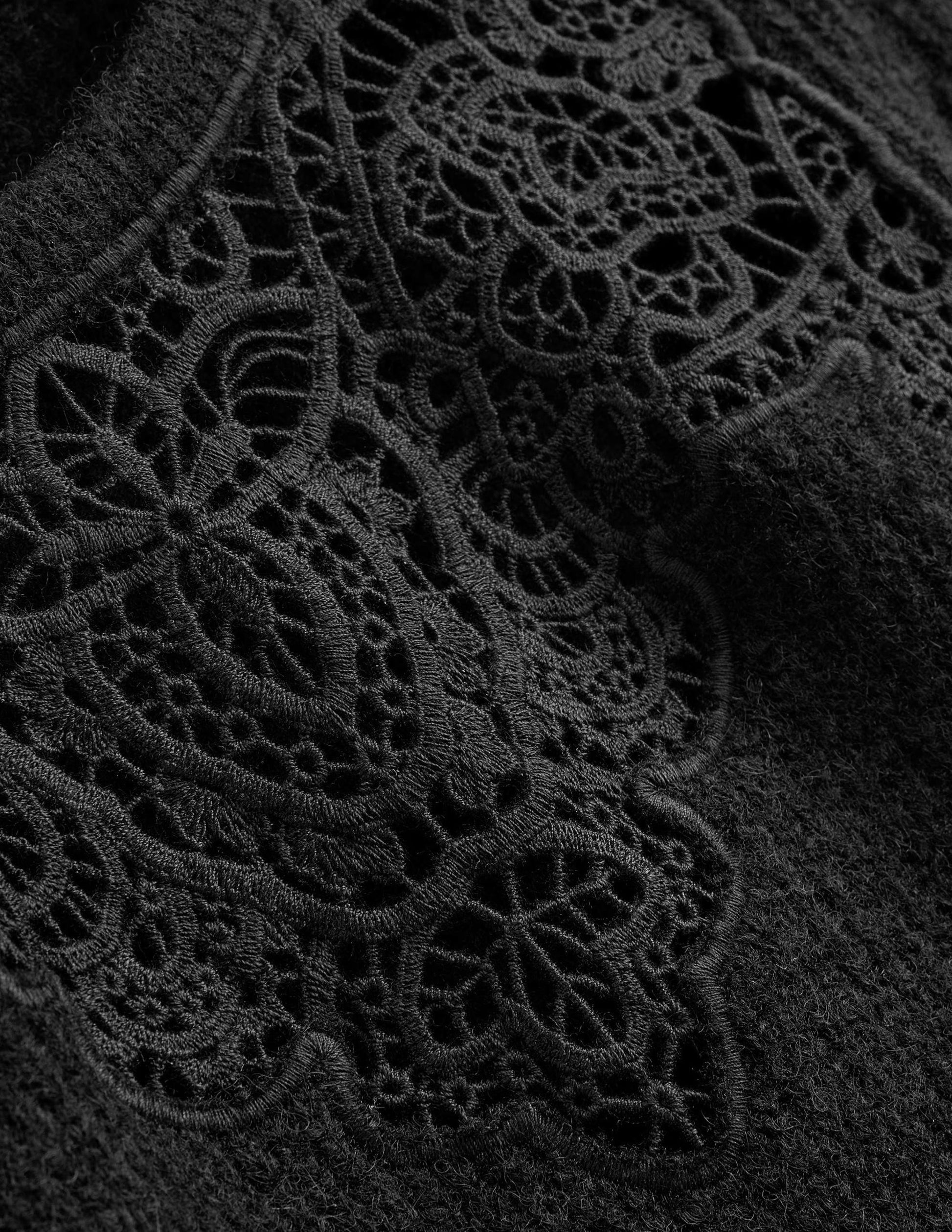 Lace Panel Fluffy Jumper-Black-6