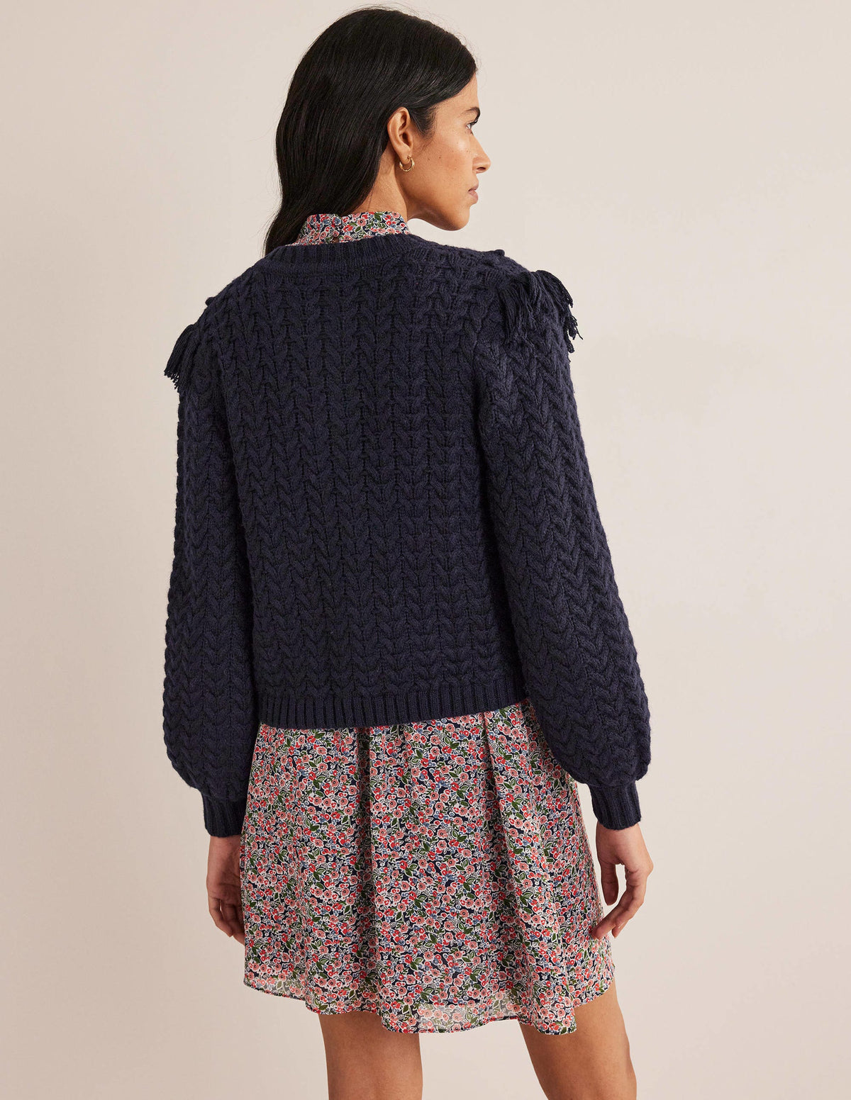 Fringe Detail Cardigan-Navy-3