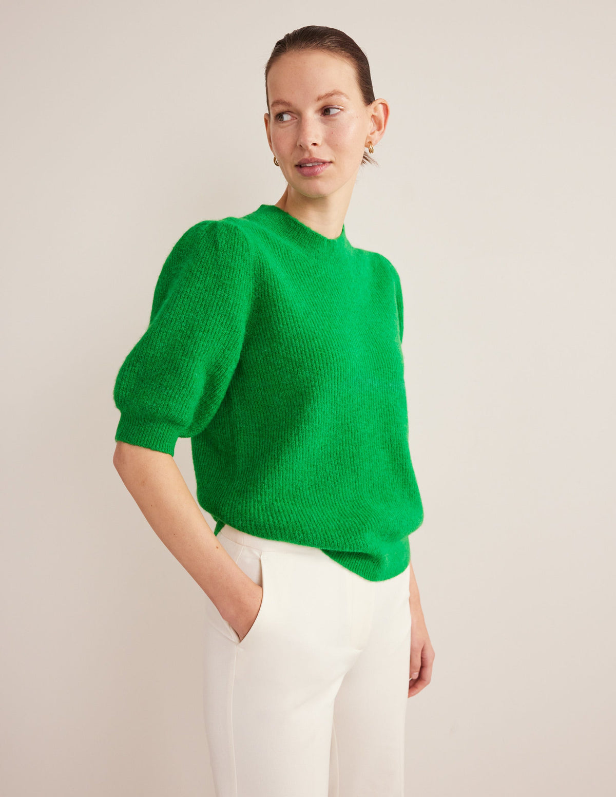 Ribbed Fluffy Top-Green Bee - Image 1