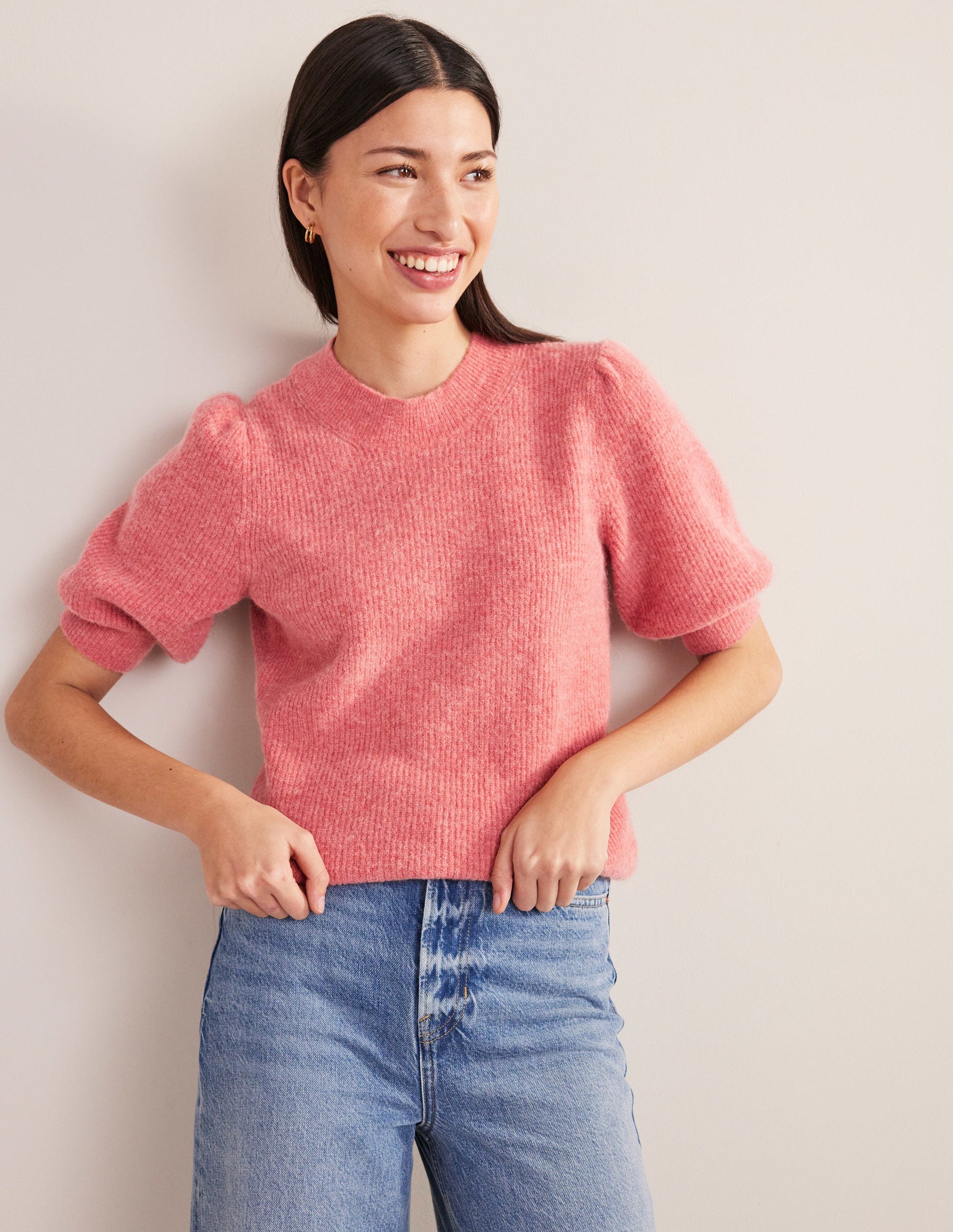 Ribbed Fluffy Top-Faded Rose-1