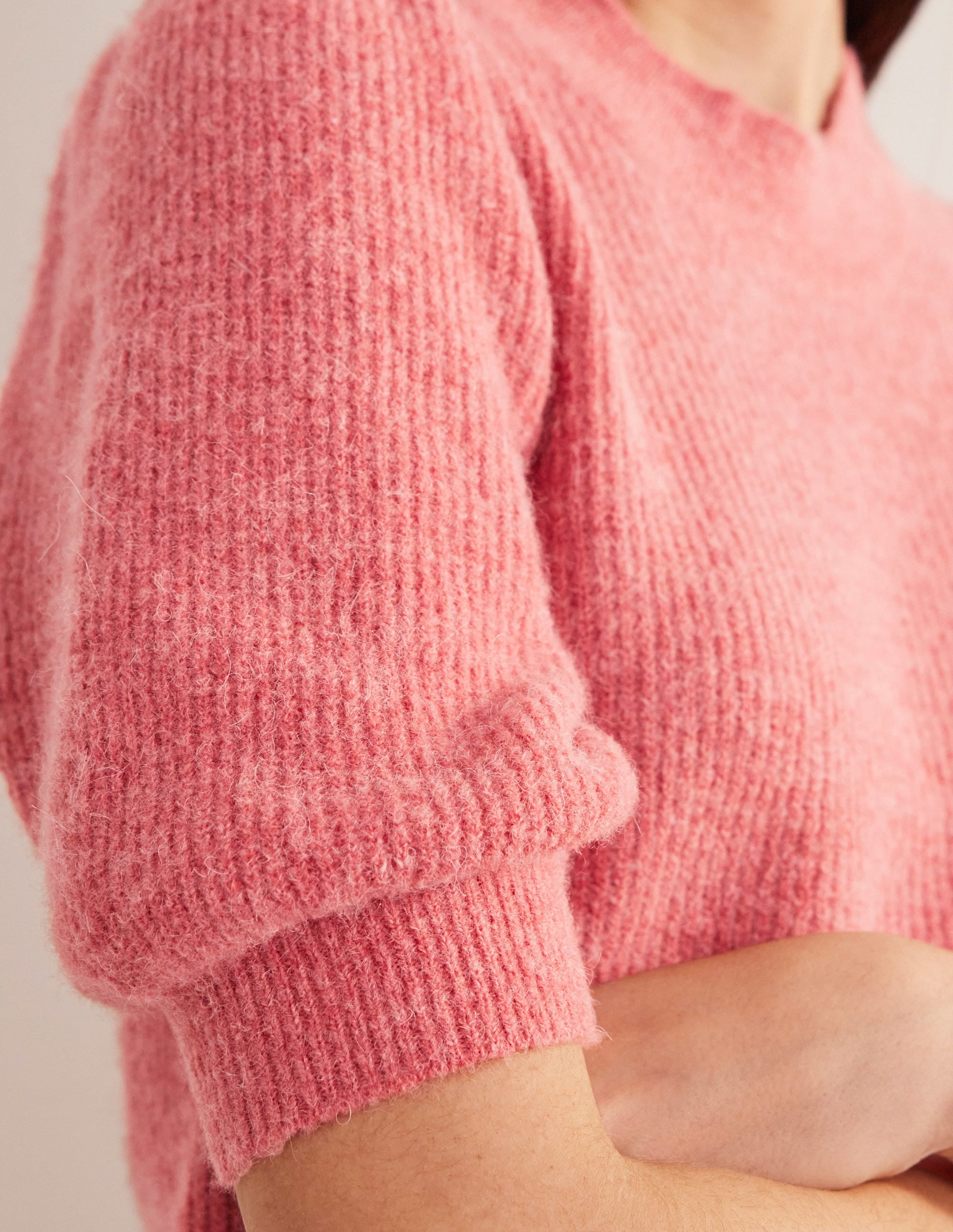 Ribbed Fluffy Top-Faded Rose - Image 2