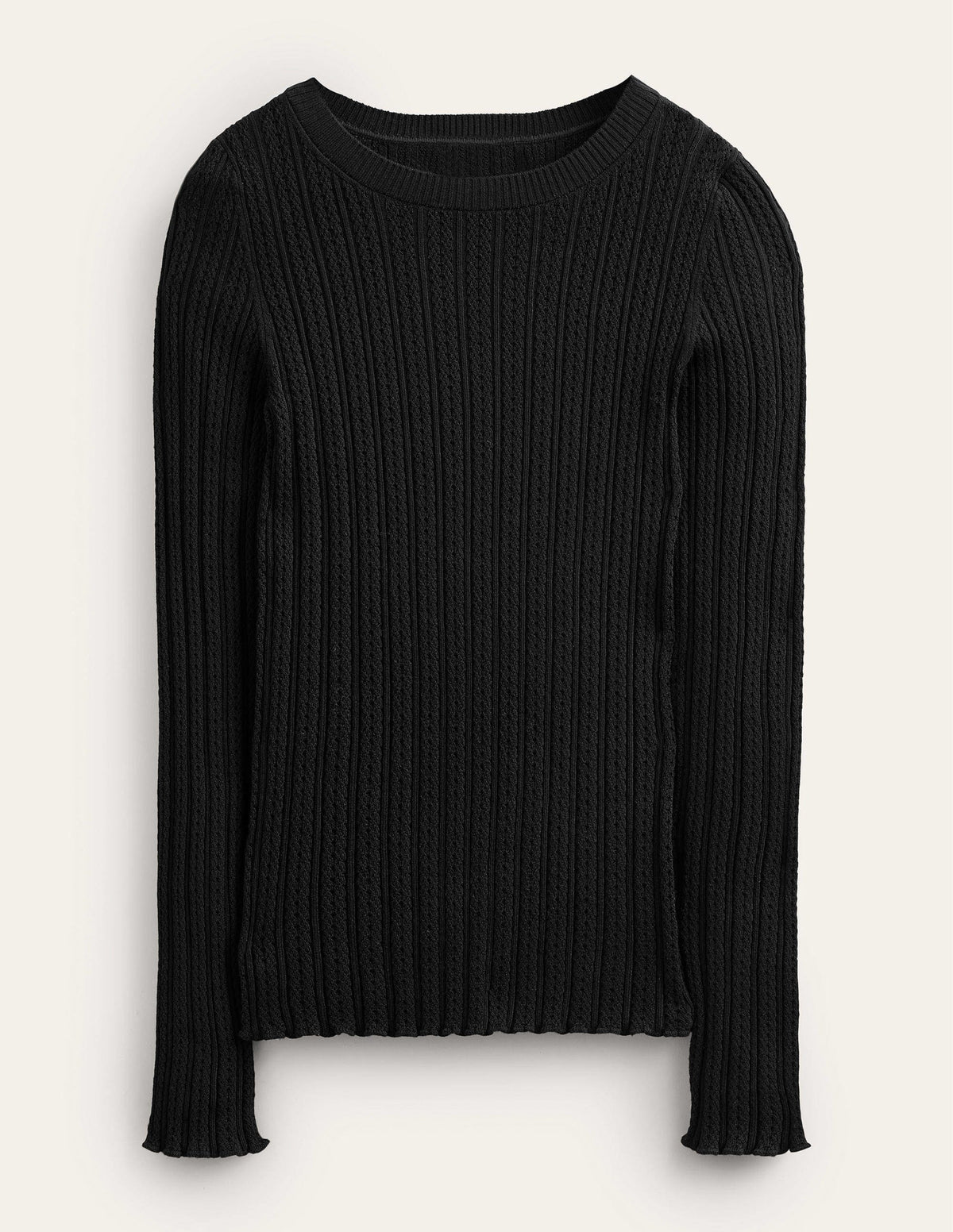 Ribbed Pointelle Top-Black-6