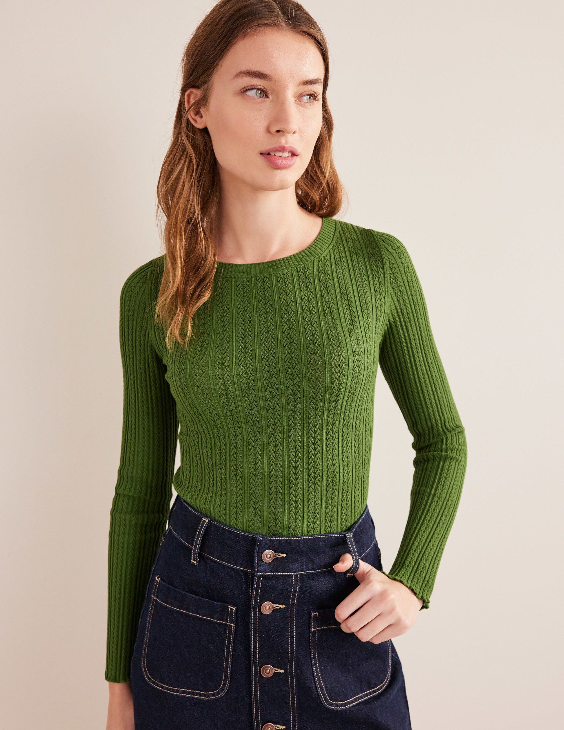 Ribbed Pointelle Top-Park Ranger-1