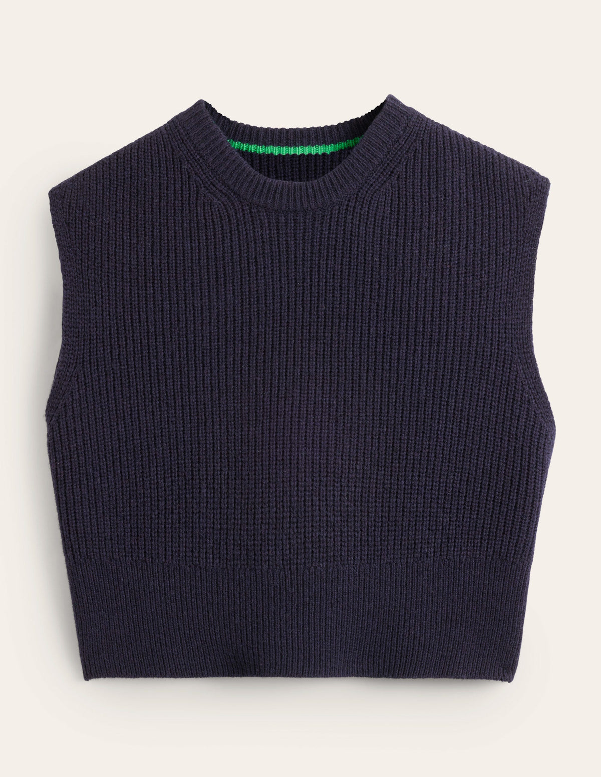 Cropped Ribbed Tank-Navy-6