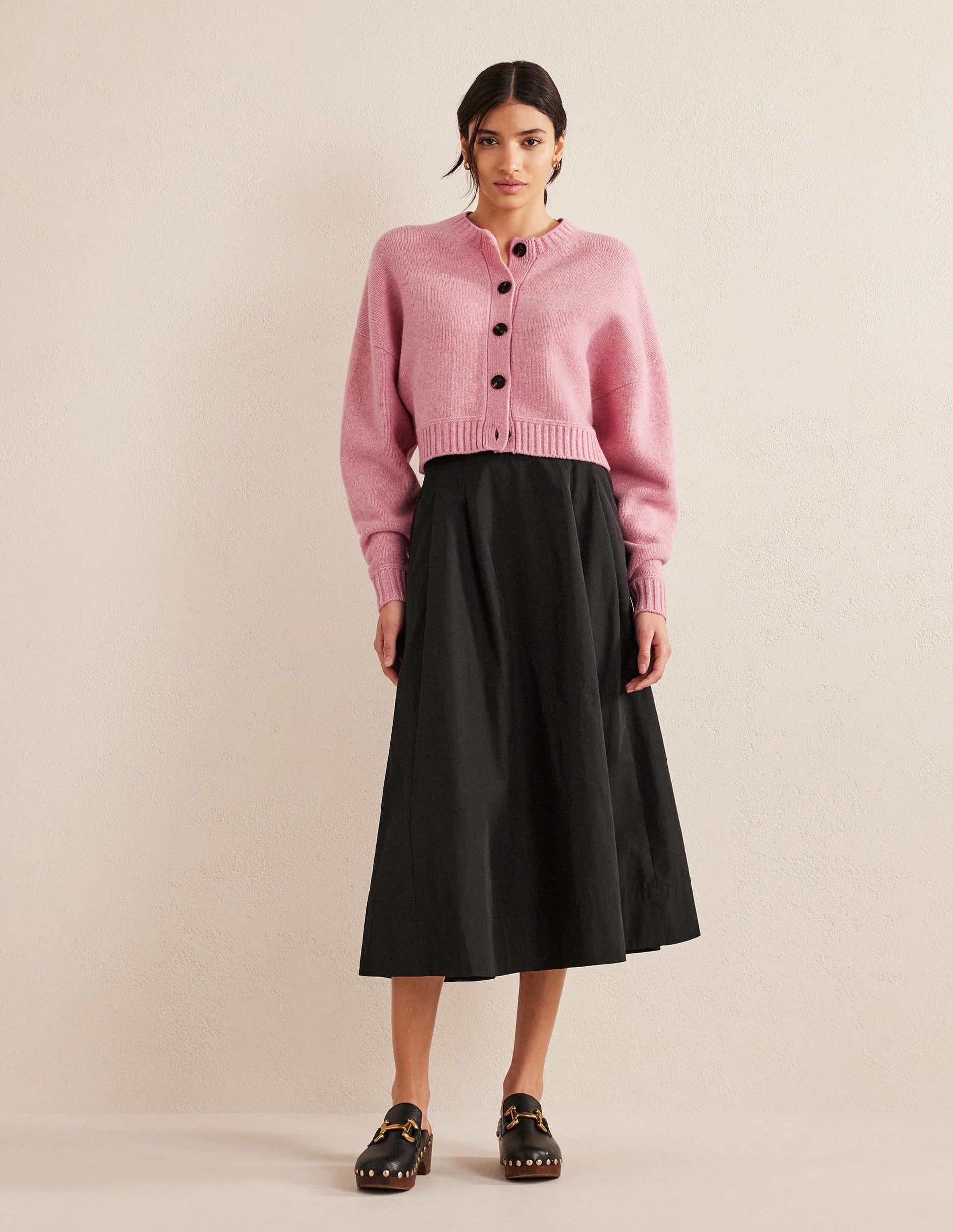 Brushed Wool Cropped Cardigan-Pink Lemonade-5