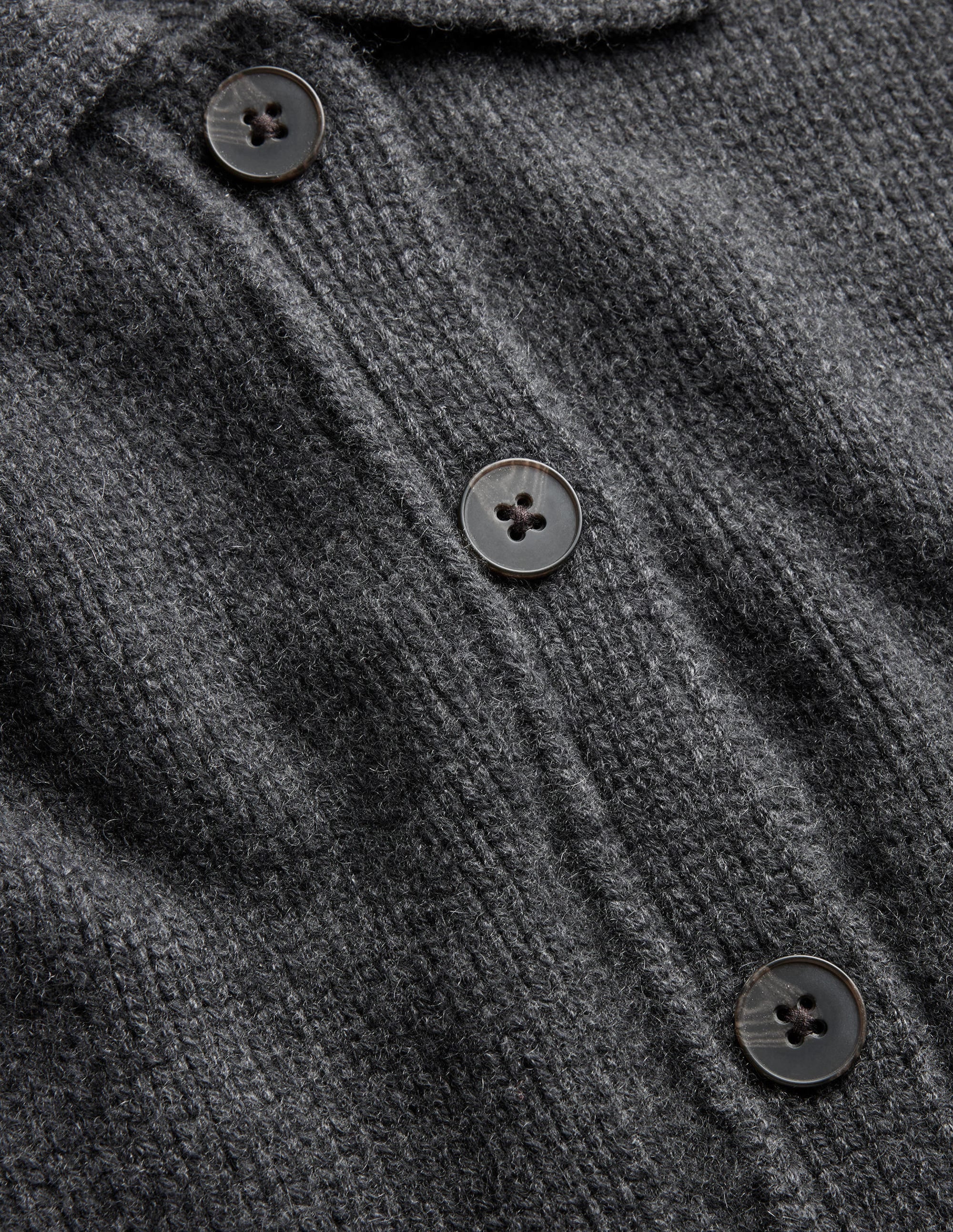 Collared Cashmere Cardigan-Charcoal Melange - Image 3