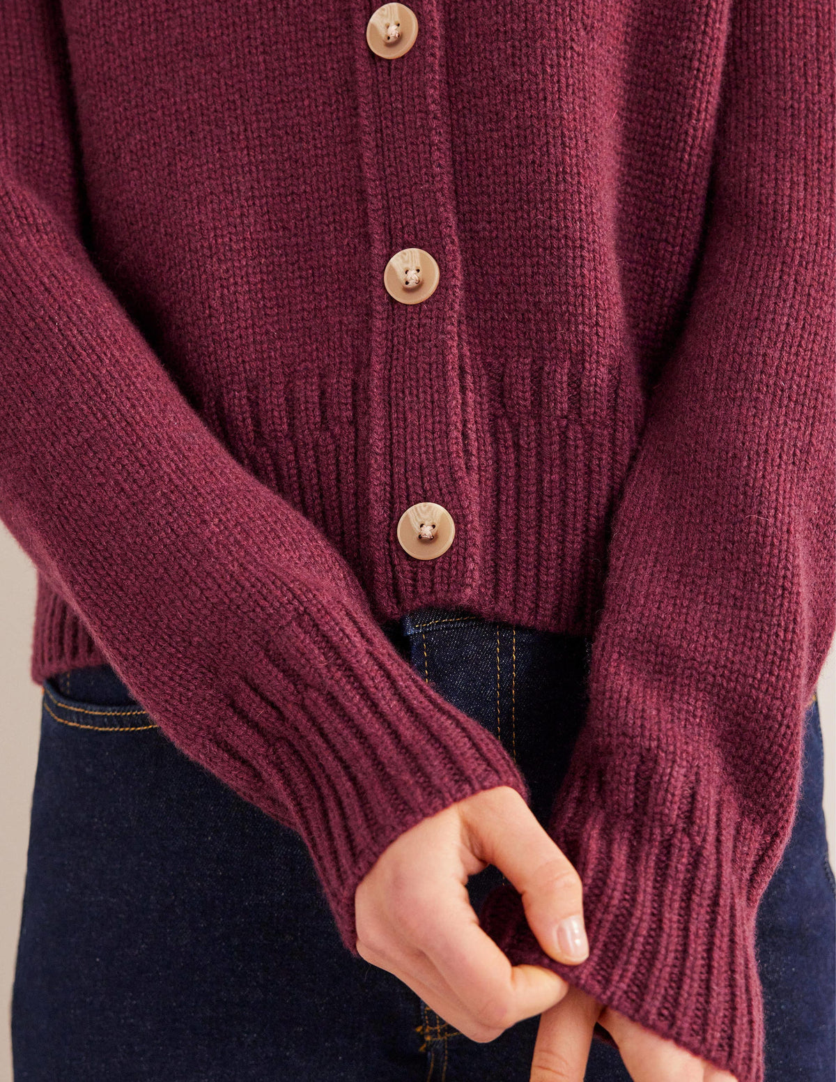 Collared Cashmere Cardigan-Mulled Wine Melange-4