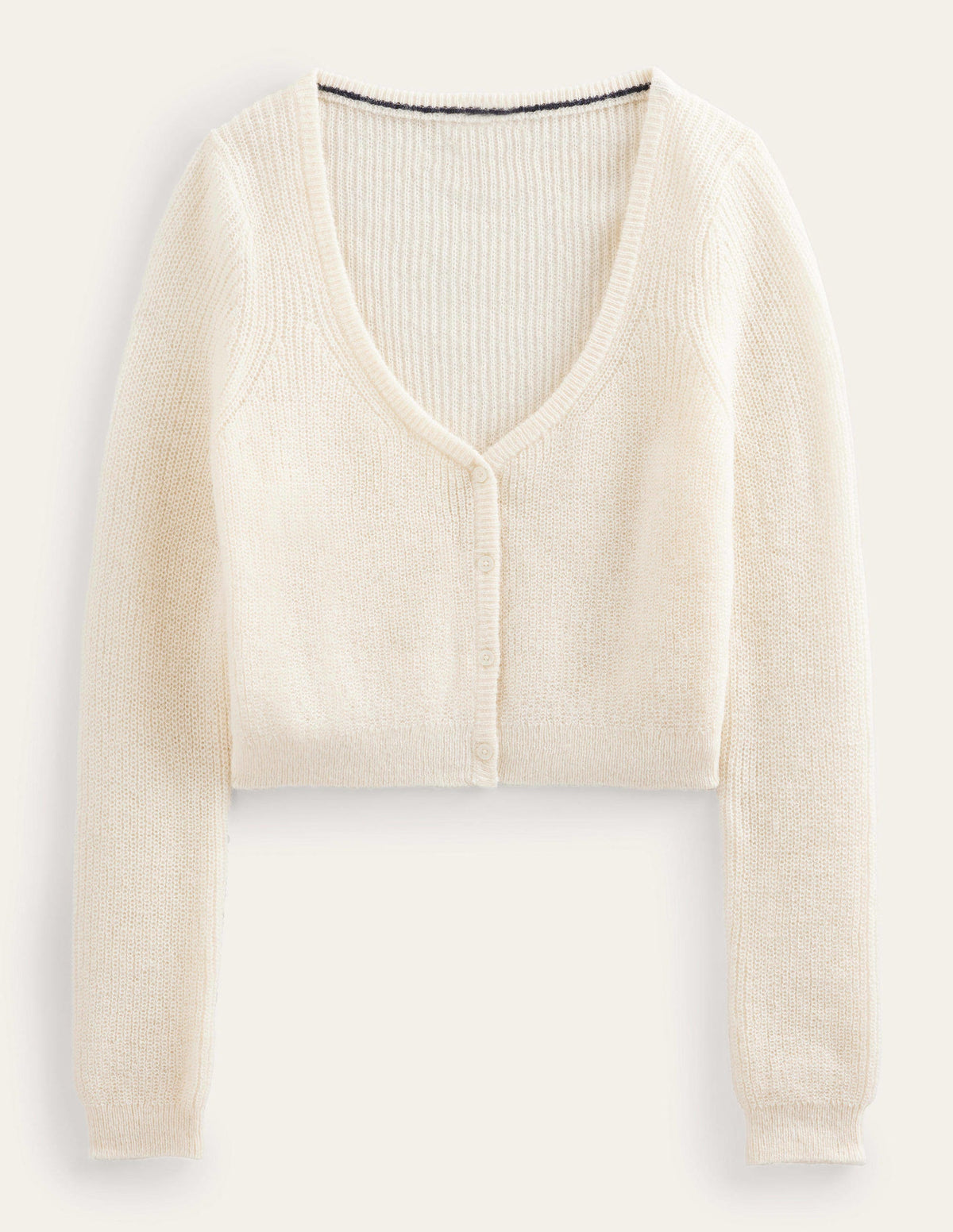 Cropped Fluffy Cardigan-Warm Ivory-5