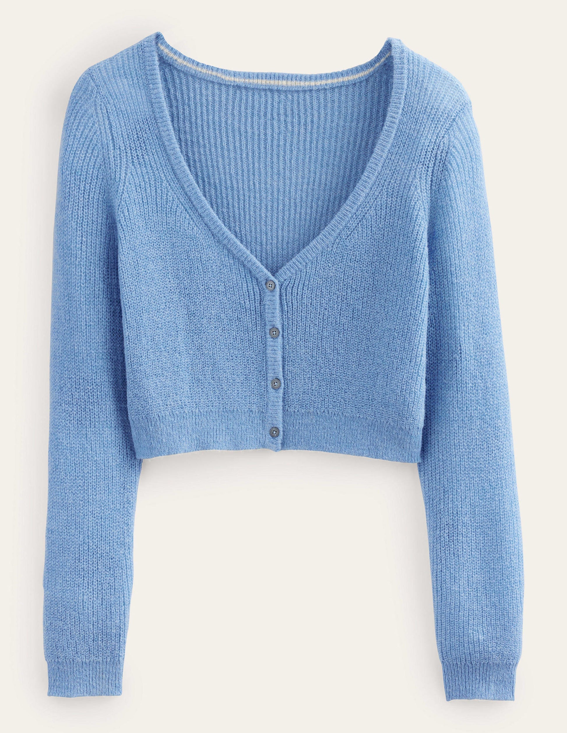 Cropped Fluffy Cardigan-Linseed-5
