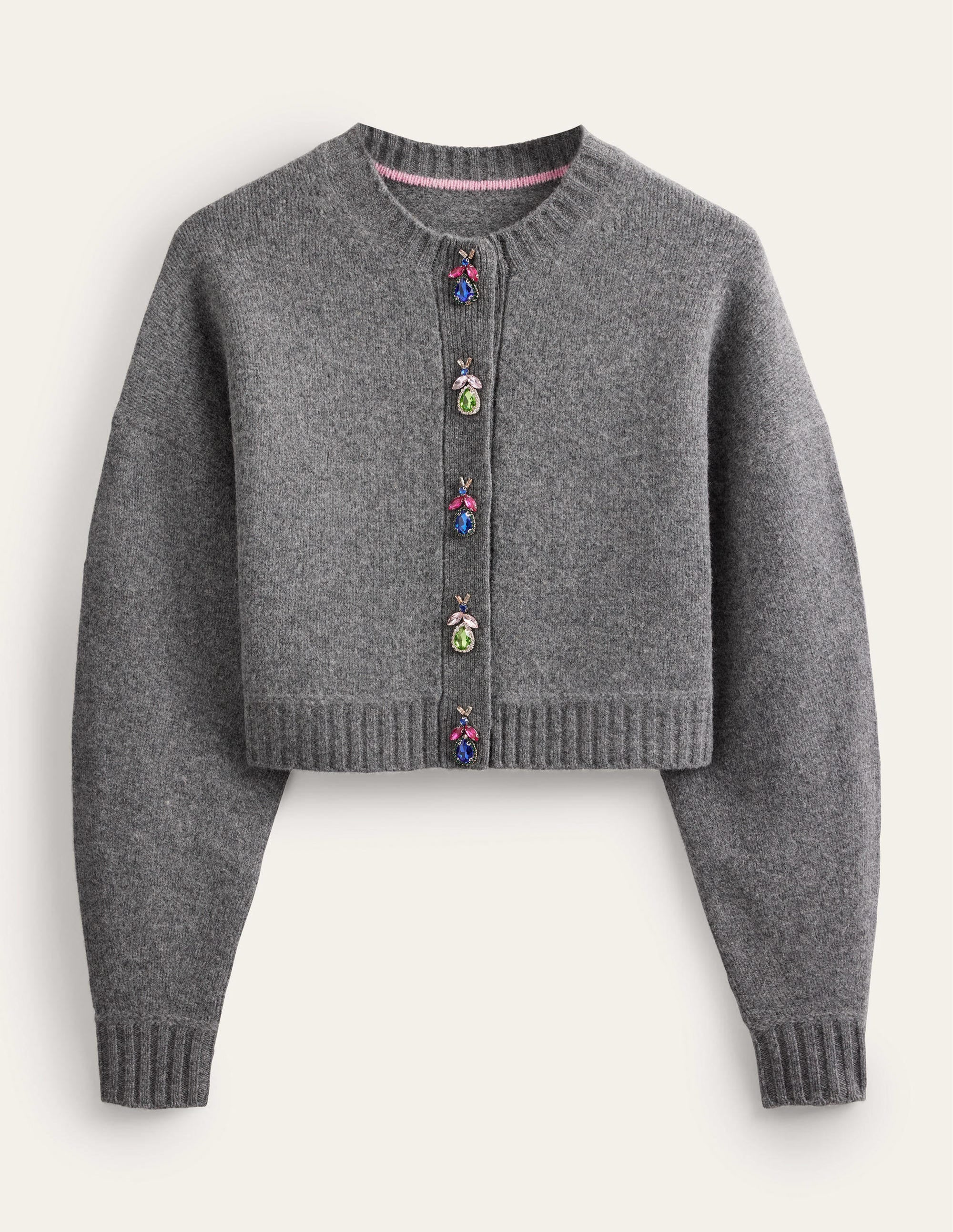 Embellished Bug Cardigan-Dark Grey Melange - Image 6