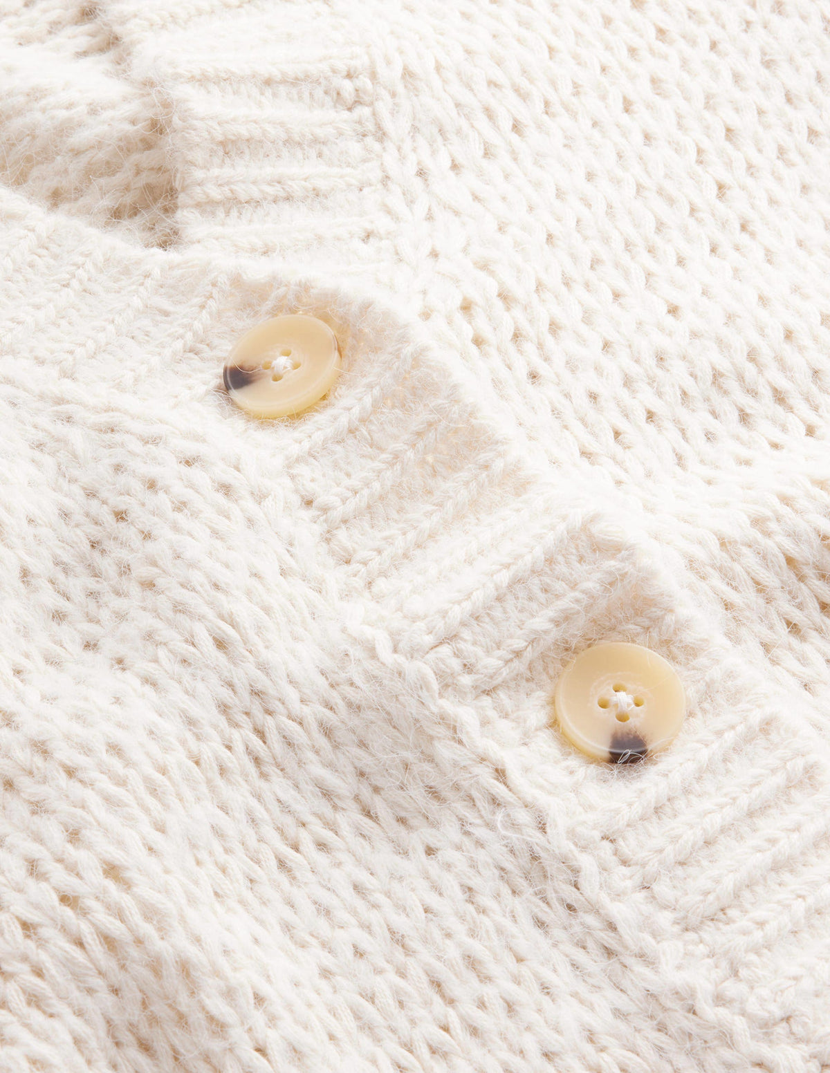 Fluffy Open Stitch Cardigan-Warm Ivory-6