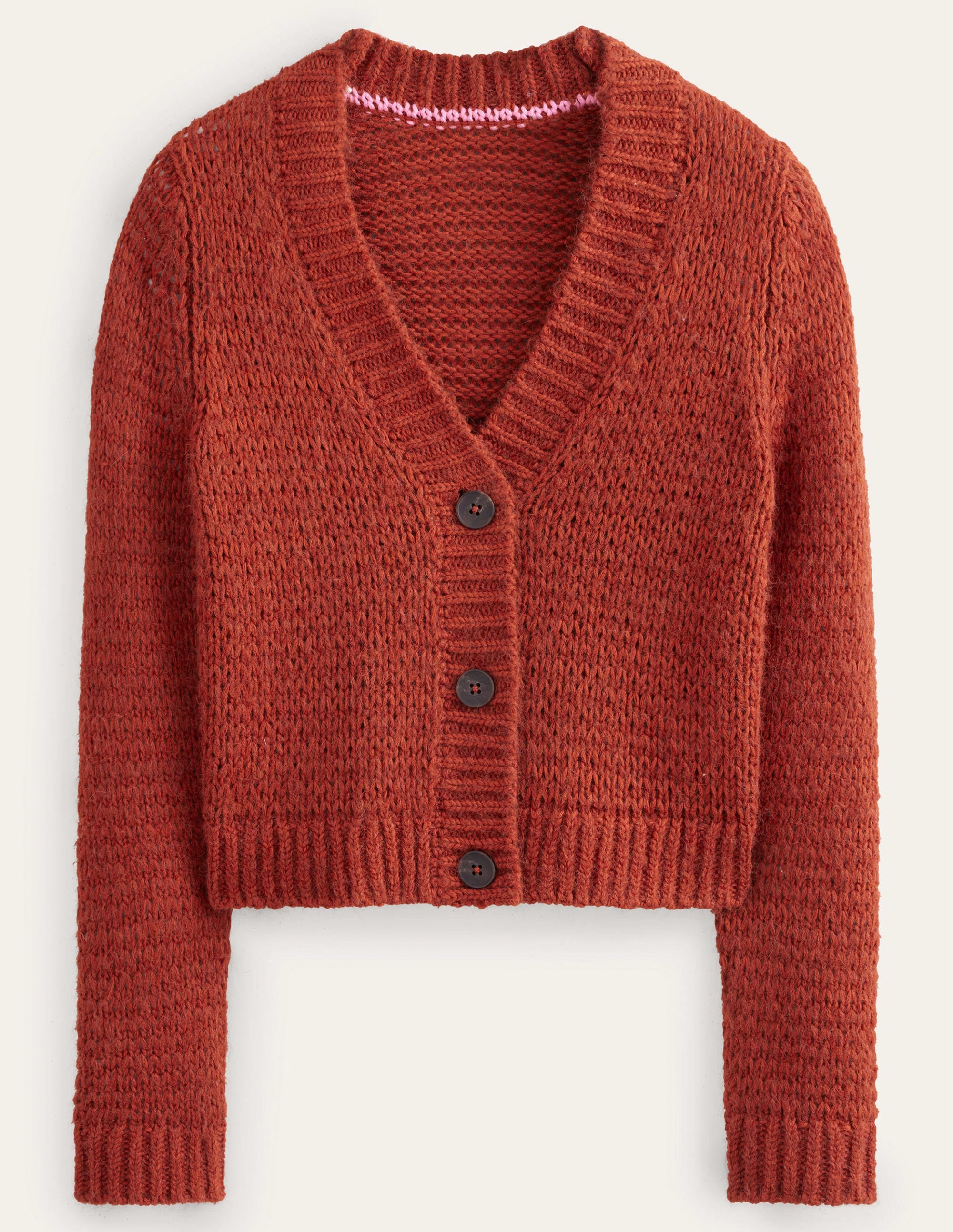 Fluffy Open Stitch Cardigan-Rust - Image 5