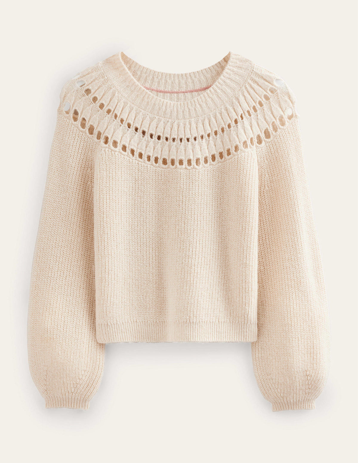 Fluffy Ruffle Jumper-Ivory Marl-5