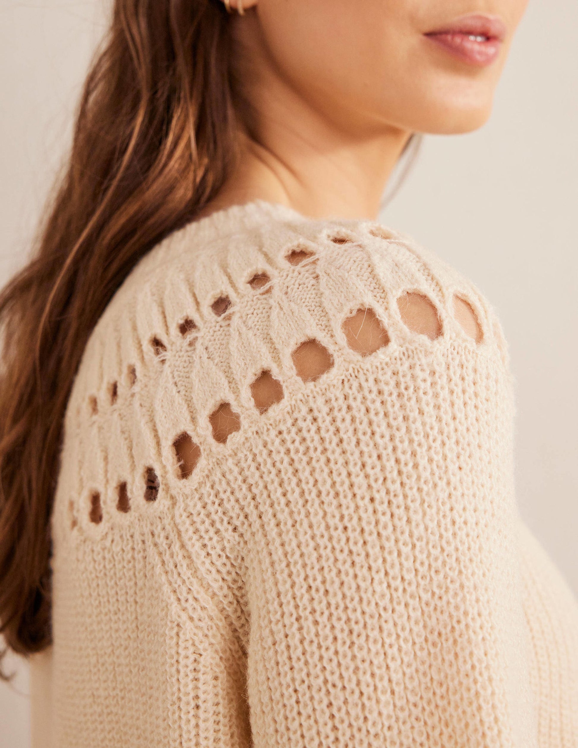 Fluffy Ruffle Jumper-Ivory Marl-2