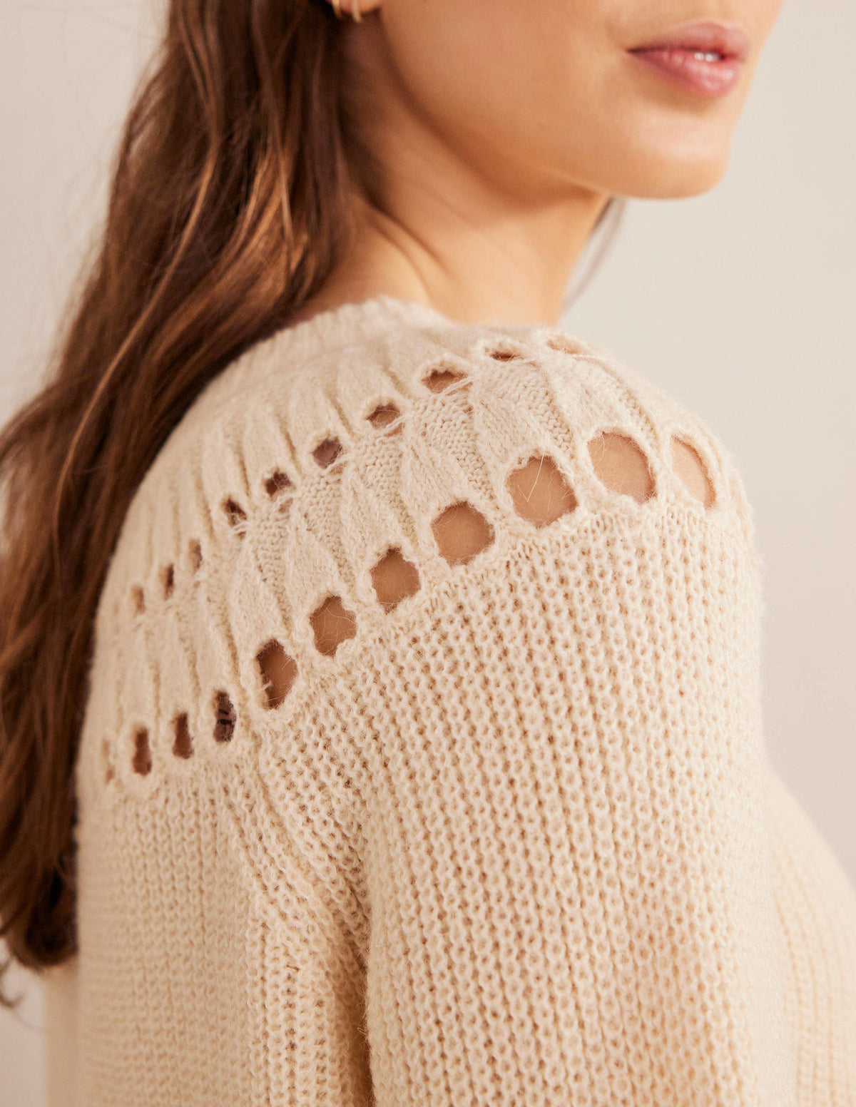 Fluffy Ruffle Jumper-Ivory Marl - Image 2