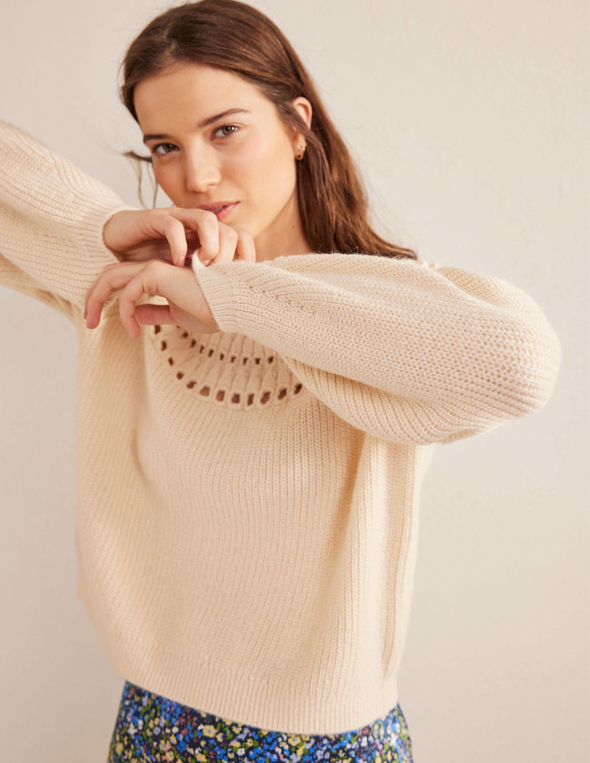 Fluffy Ruffle Jumper-Ivory Marl-4