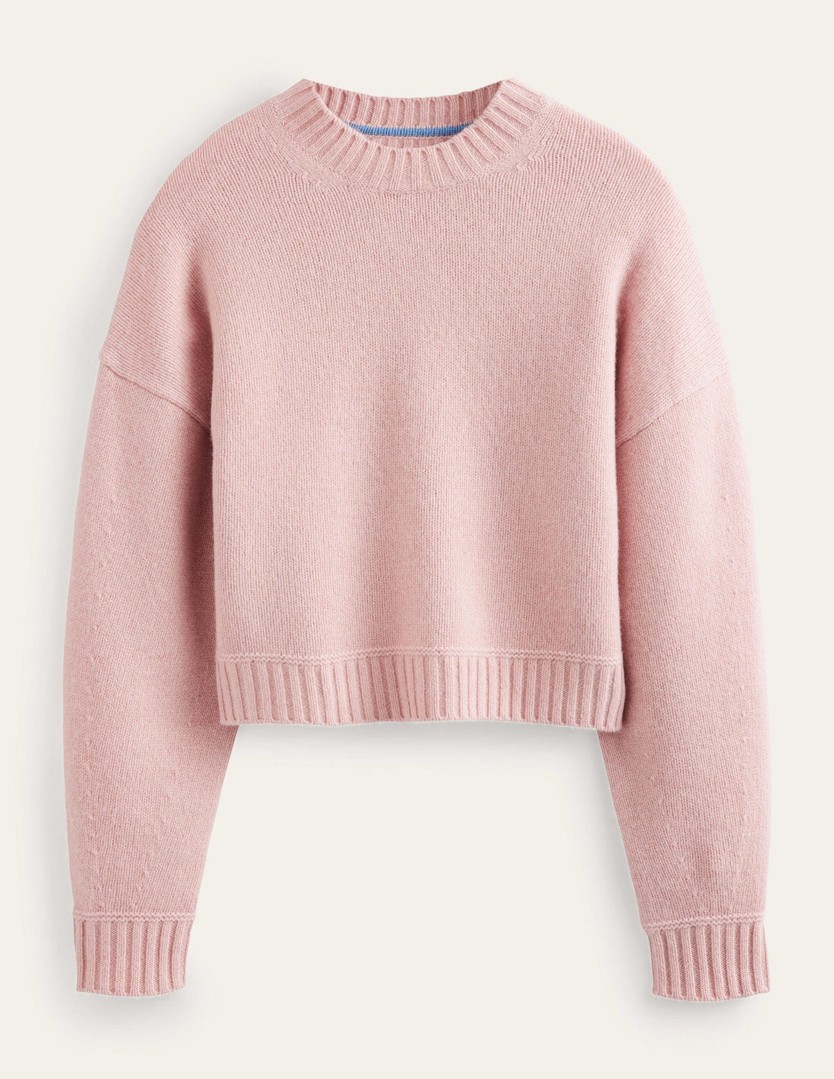 Brushed Wool Cropped Jumper-Chalky Pink - Image 6