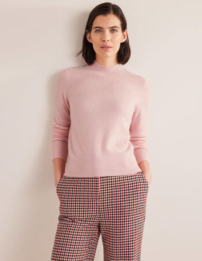 Cashmere Stand Neck Jumper-Marshmallow Pink-1