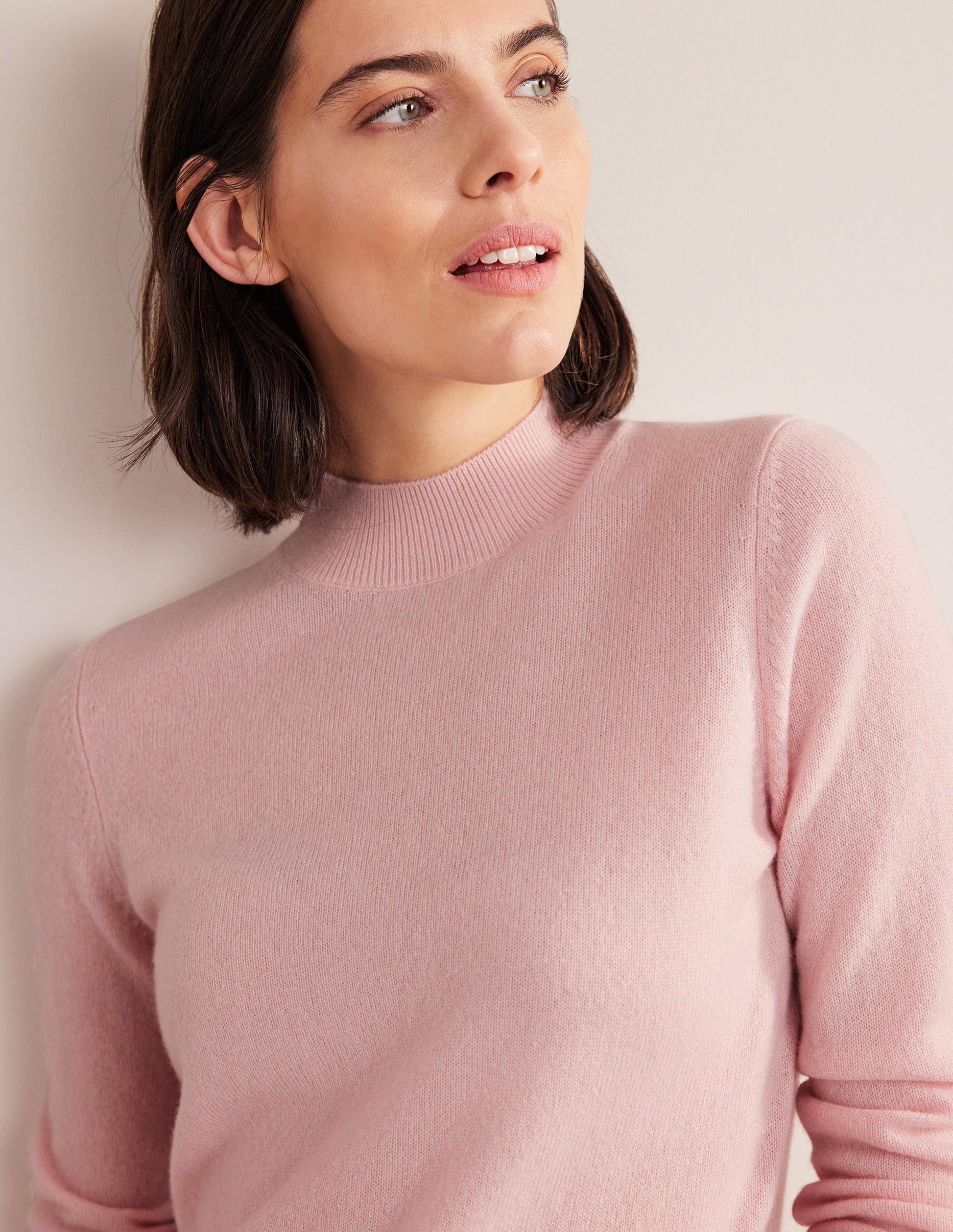 Cashmere Stand Neck Jumper-Marshmallow Pink-4
