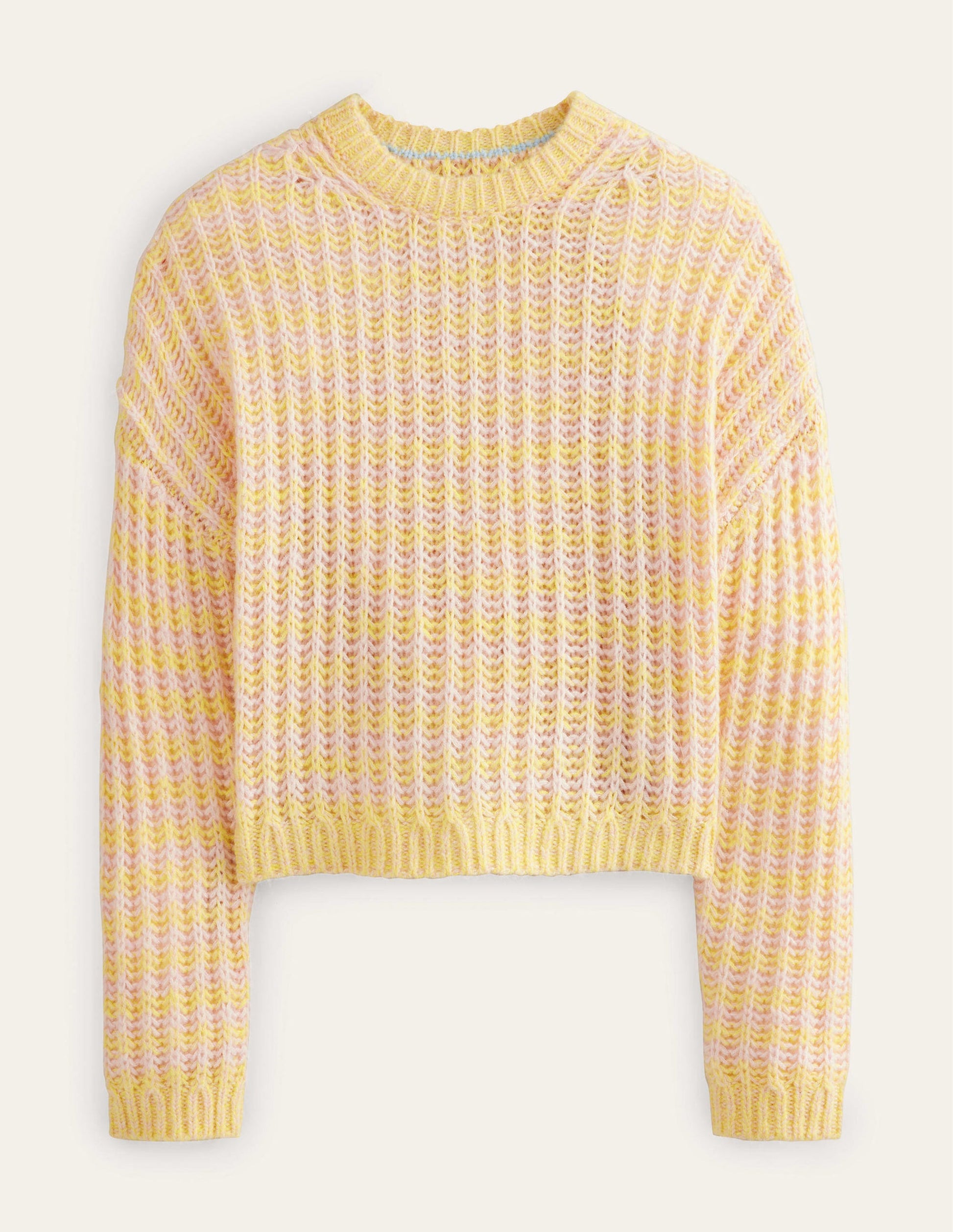 Wide Rib Fluffy Jumper-Yellow Marl-2