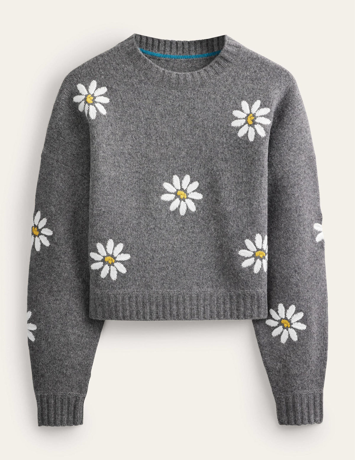 Embellished Wool Jumper-Dark Grey Melange - Image 8