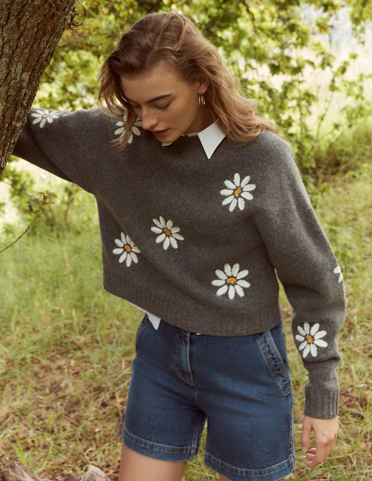 Embellished Wool Jumper-Dark Grey Melange - Image 6