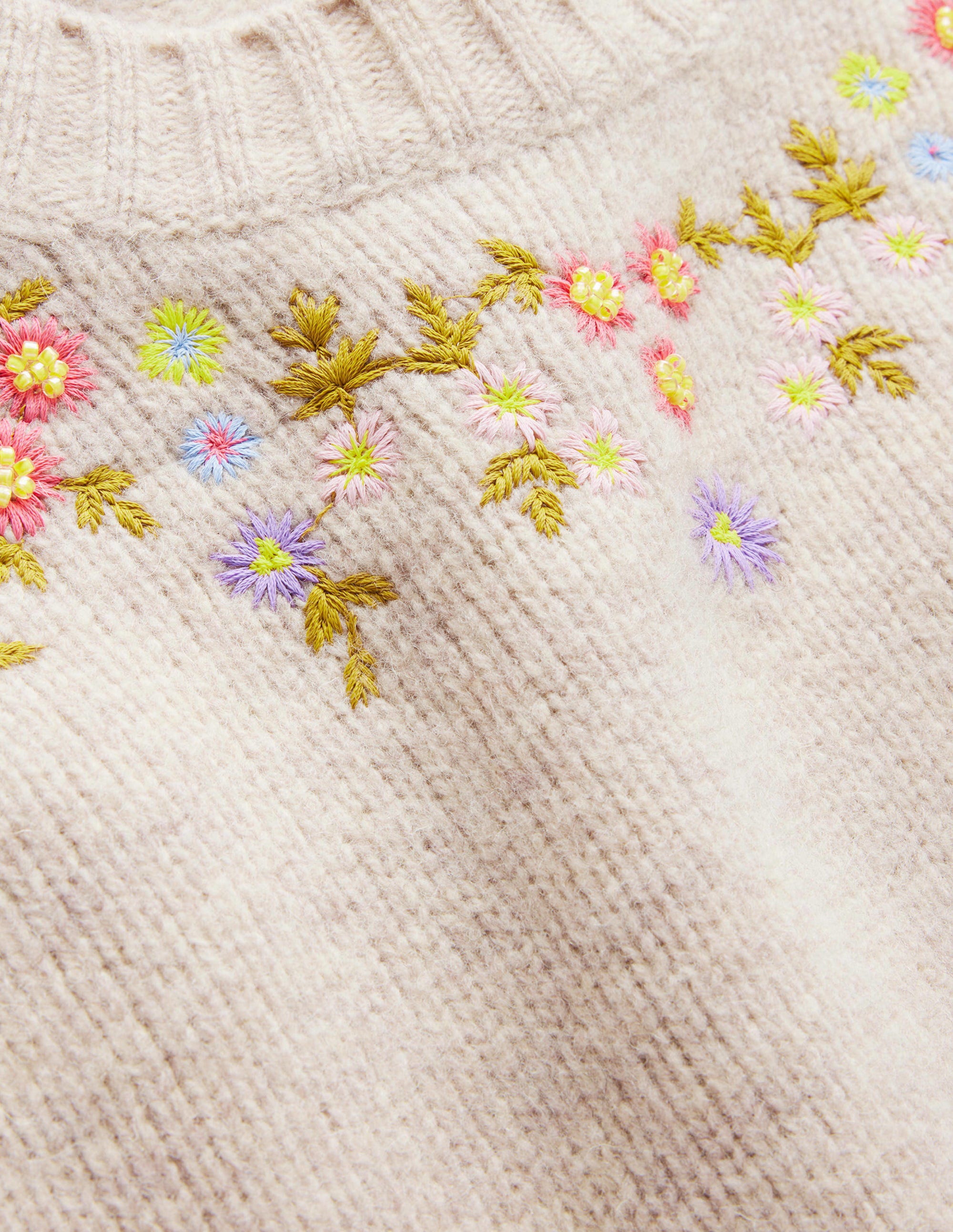 Embellished Wool Jumper-Oatmeal Melange - Image 6