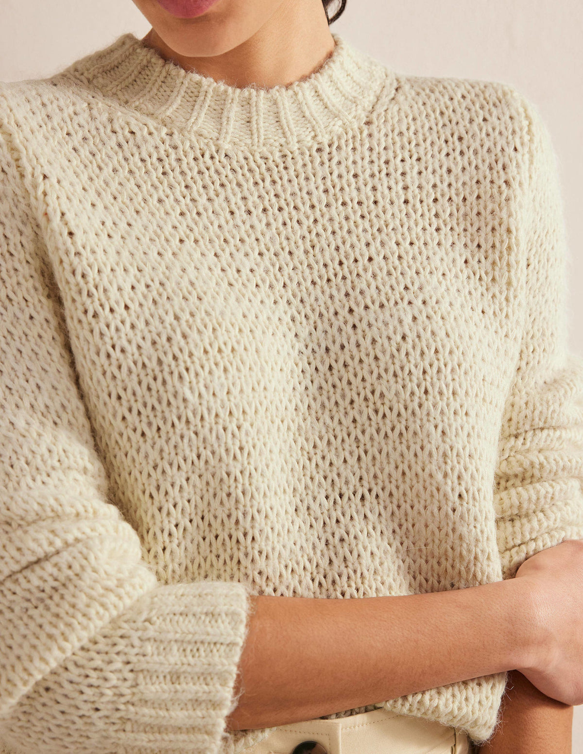 Fluffy Open Stitch Jumper-Warm Ivory-2