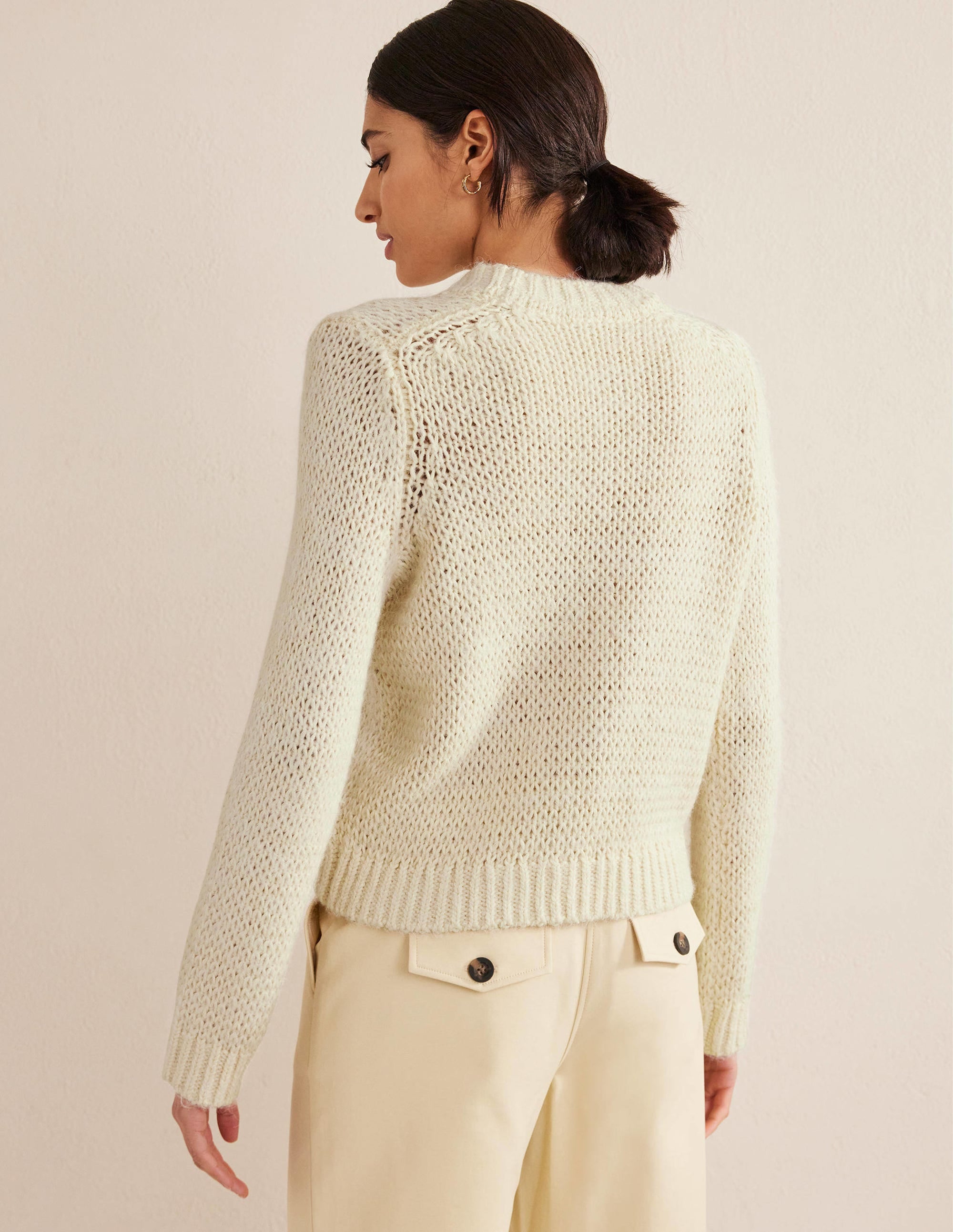 Fluffy Open Stitch Jumper-Warm Ivory - Image 3