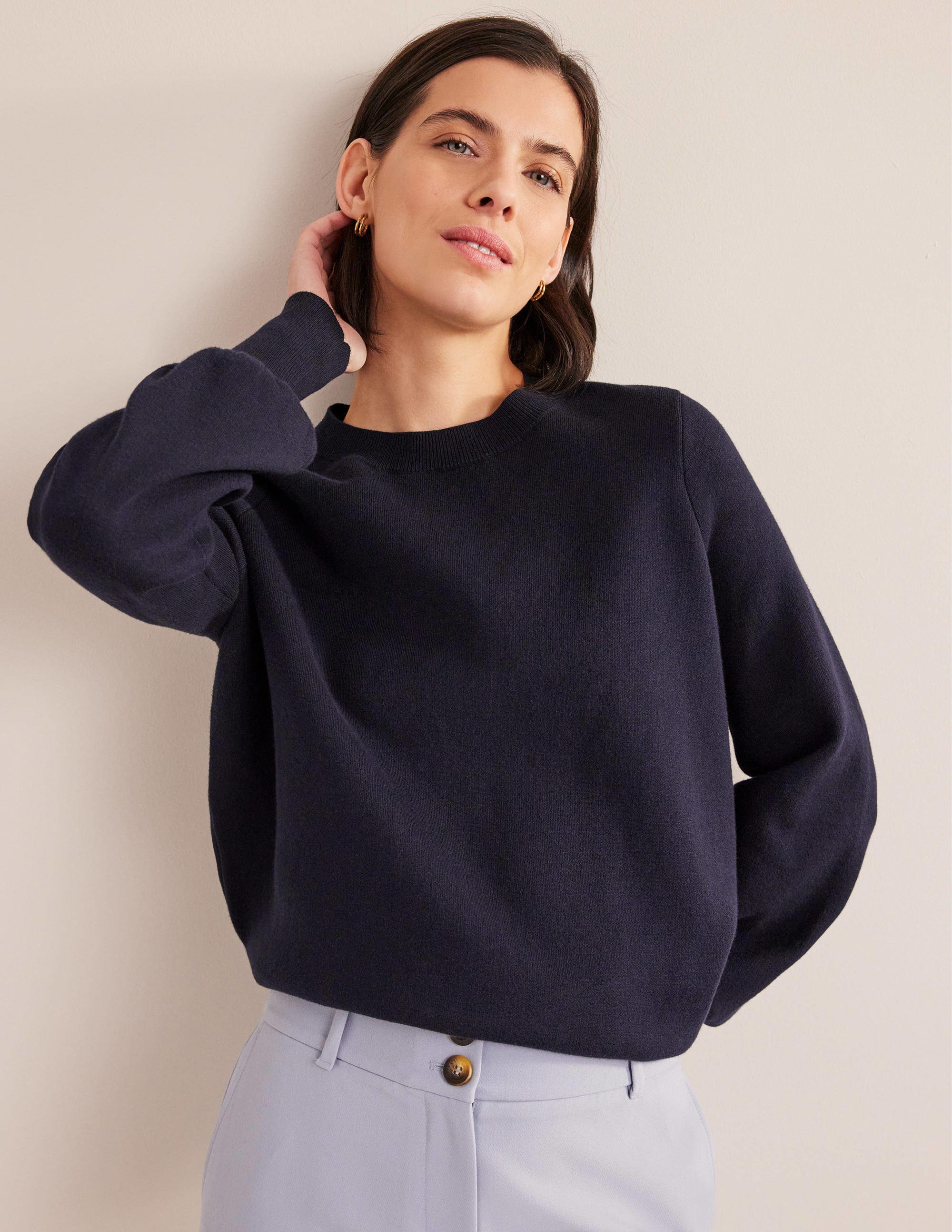 Crew Neck Jumper-Navy - Image 1