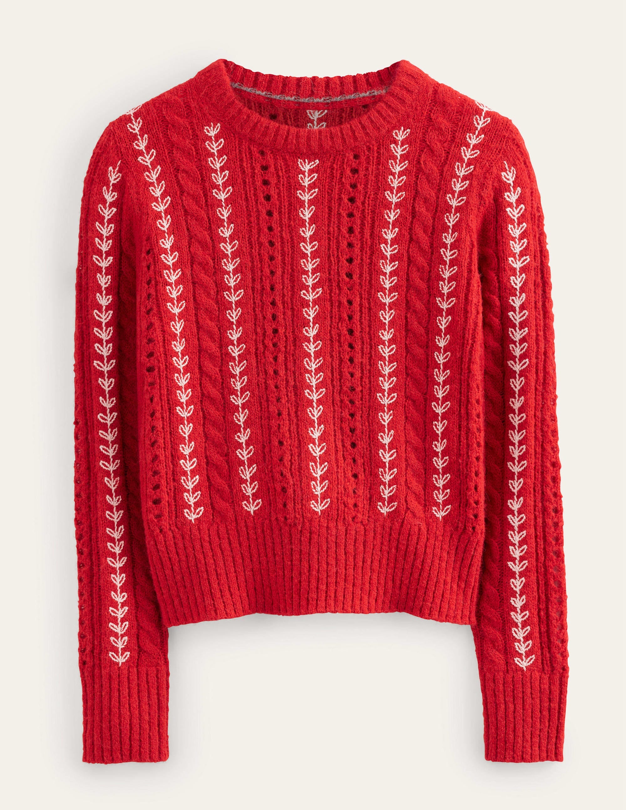 Fluffy Cable Embroidery Jumper-Tomato - Image 5