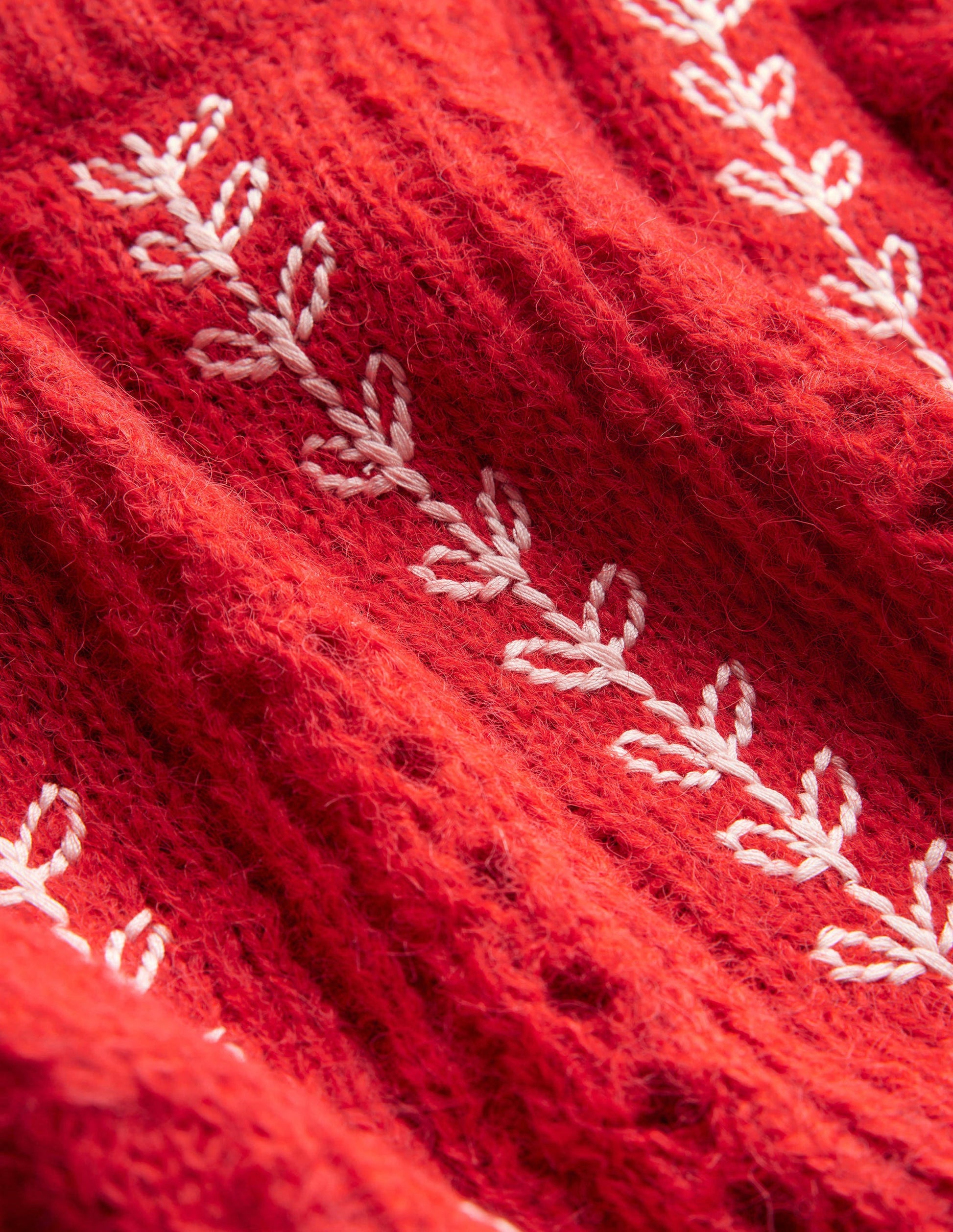 Fluffy Cable Embroidery Jumper-Tomato-6