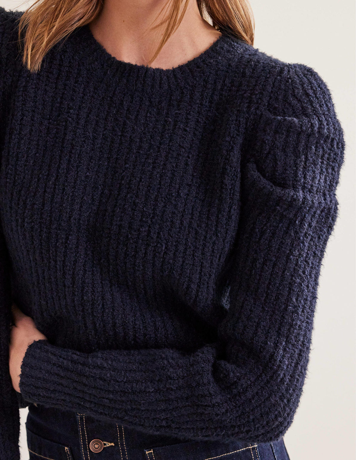 Engineered Rib Pleat Jumper-Navy-2