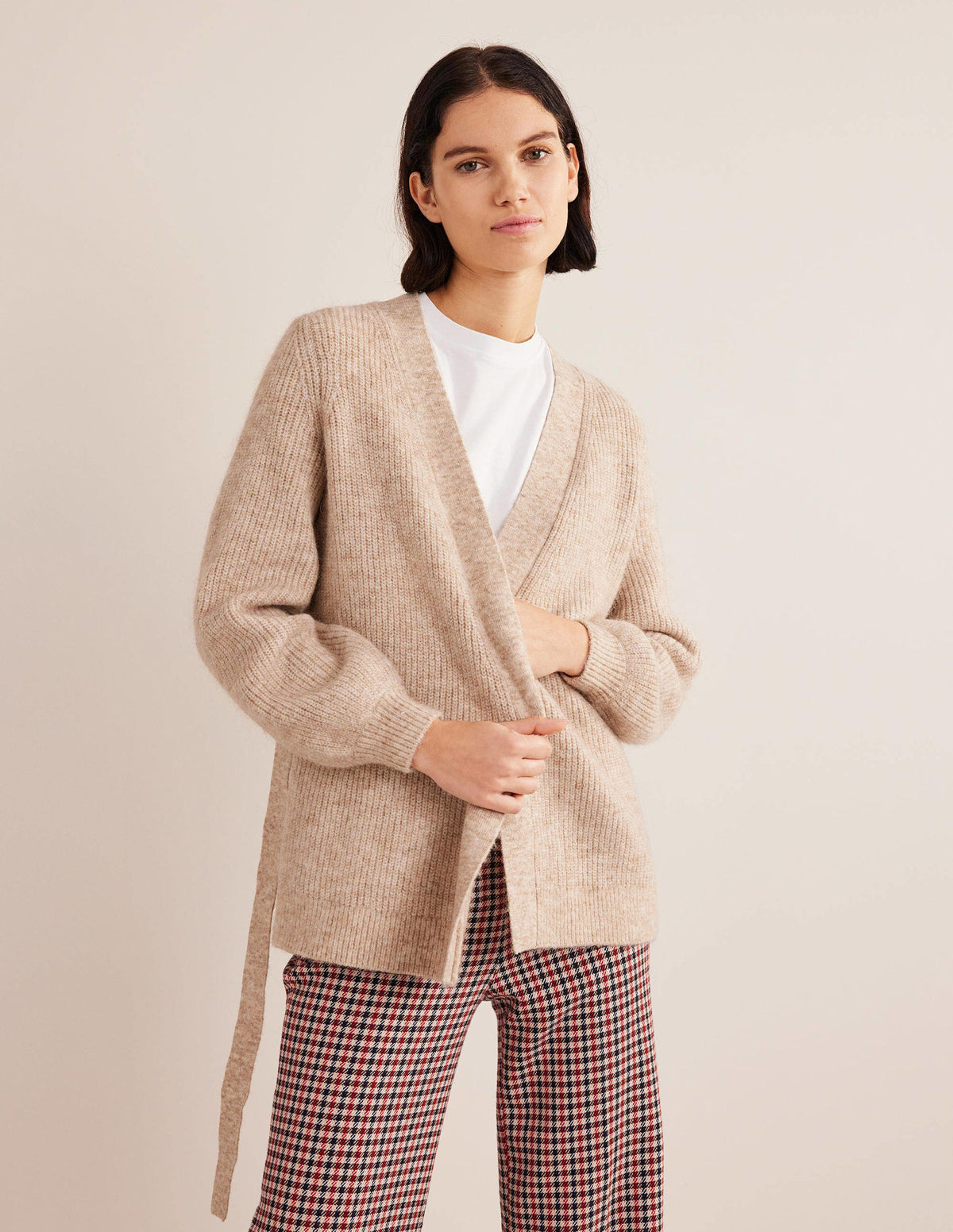 Fluffy Belted Cardigan-Chinchilla Melange-4
