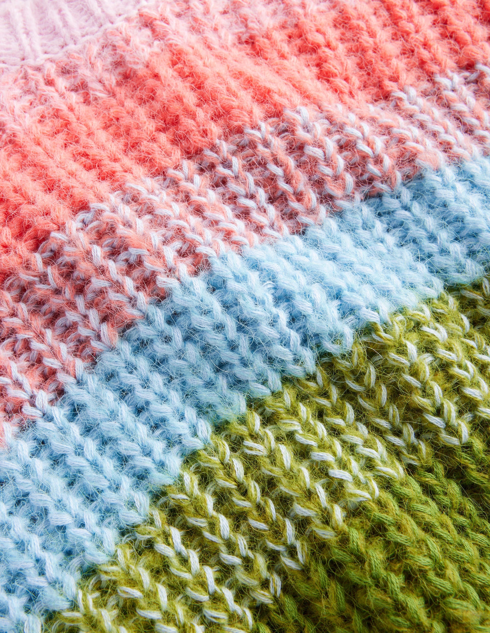 Fluffy Ribbed Raglan Jumper-Rainbow Stripe - Image 6