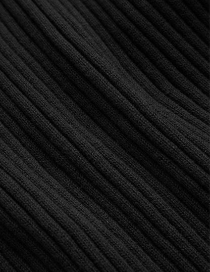 Crochet-Trim Knitted T-Shirt-Black-6