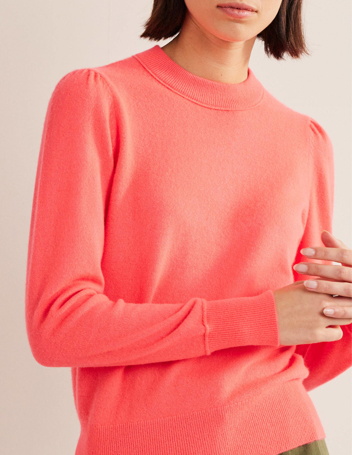 Cashmere Puff Shoulder Jumper-Bright Watermelon - Image 2