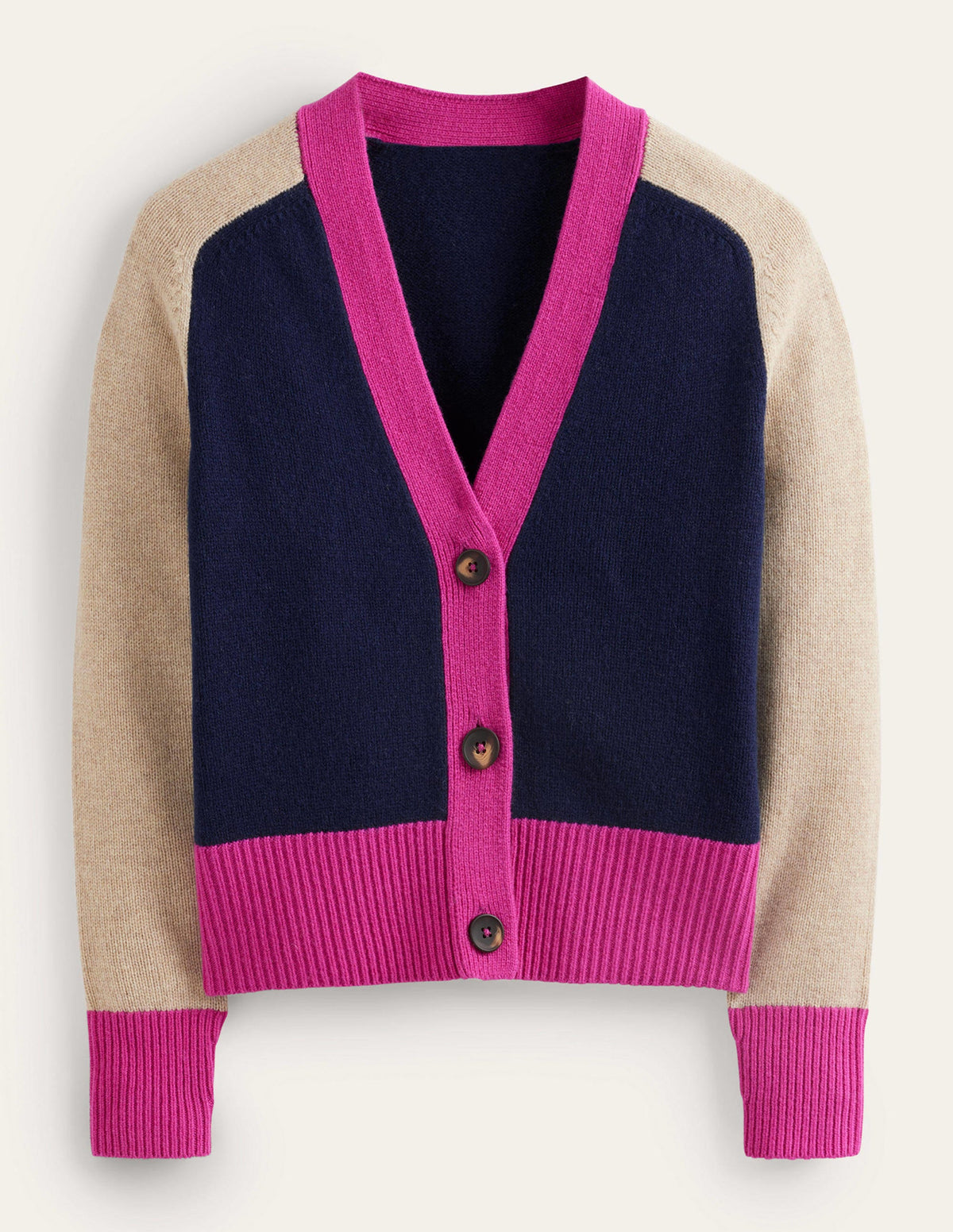 Olivia Merino Cardigan-French Navy Colourblock - Image 5