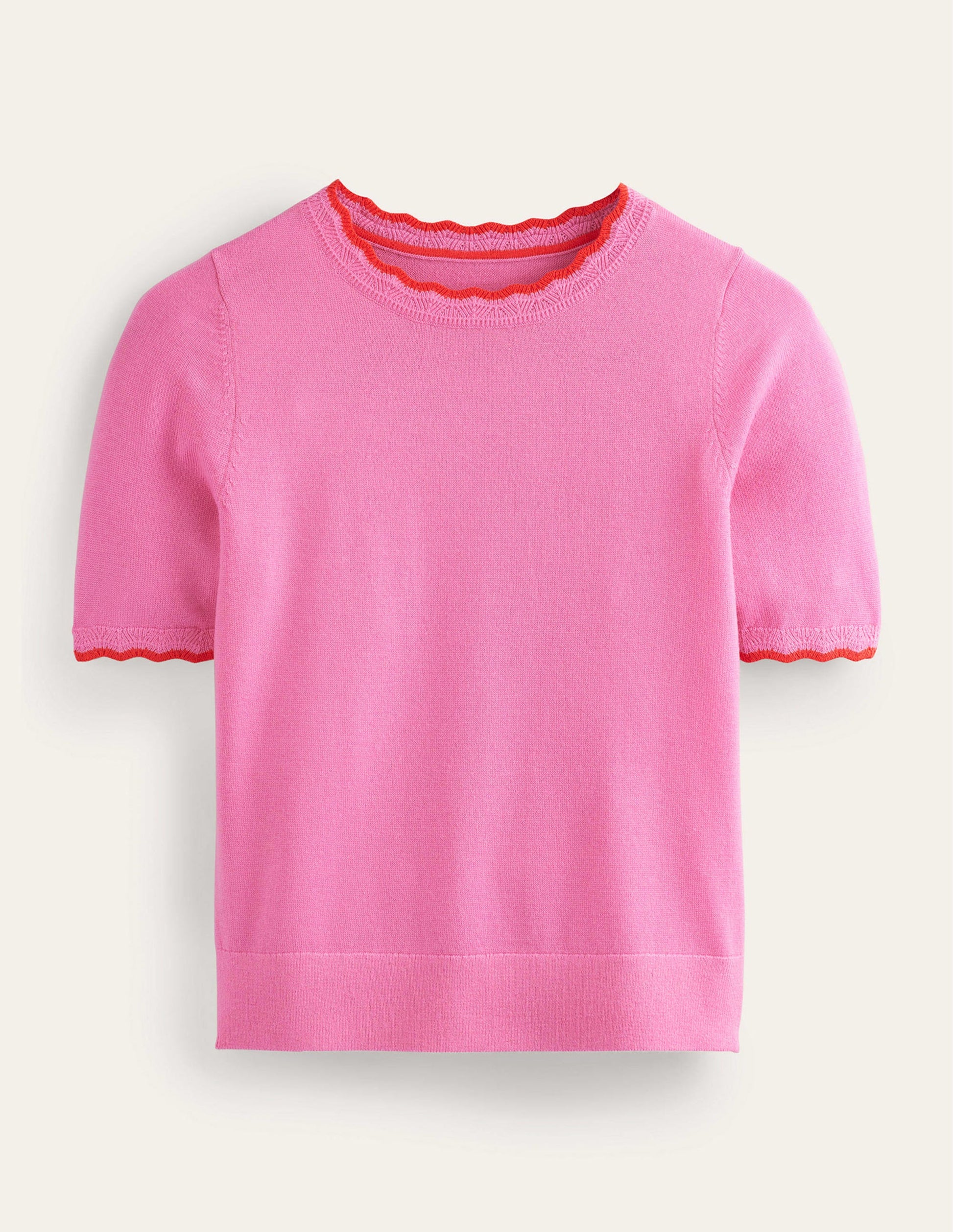Merino Scalloped T-shirt-Mid Pink-6