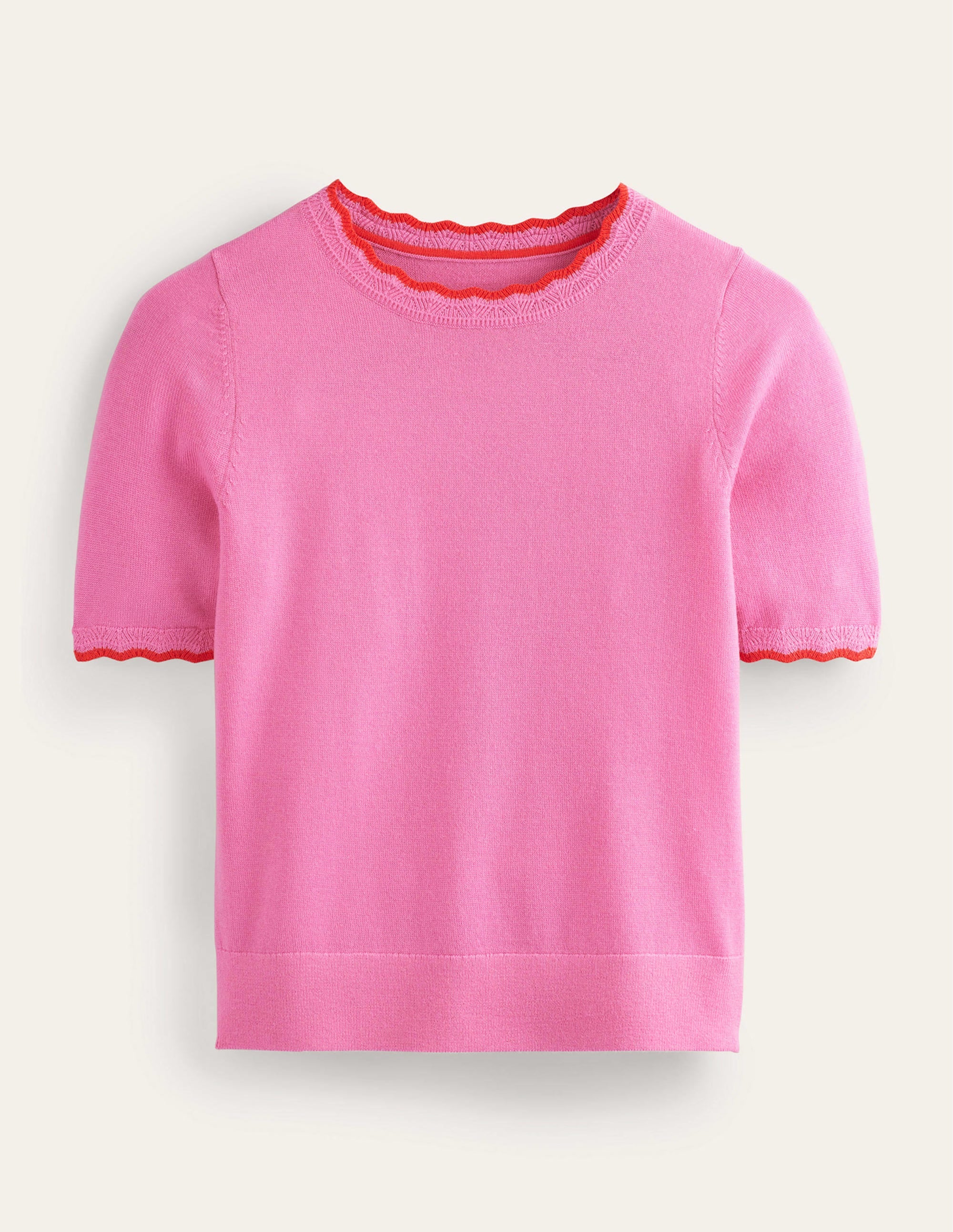 Merino Scalloped T-shirt-Mid Pink - Image 6
