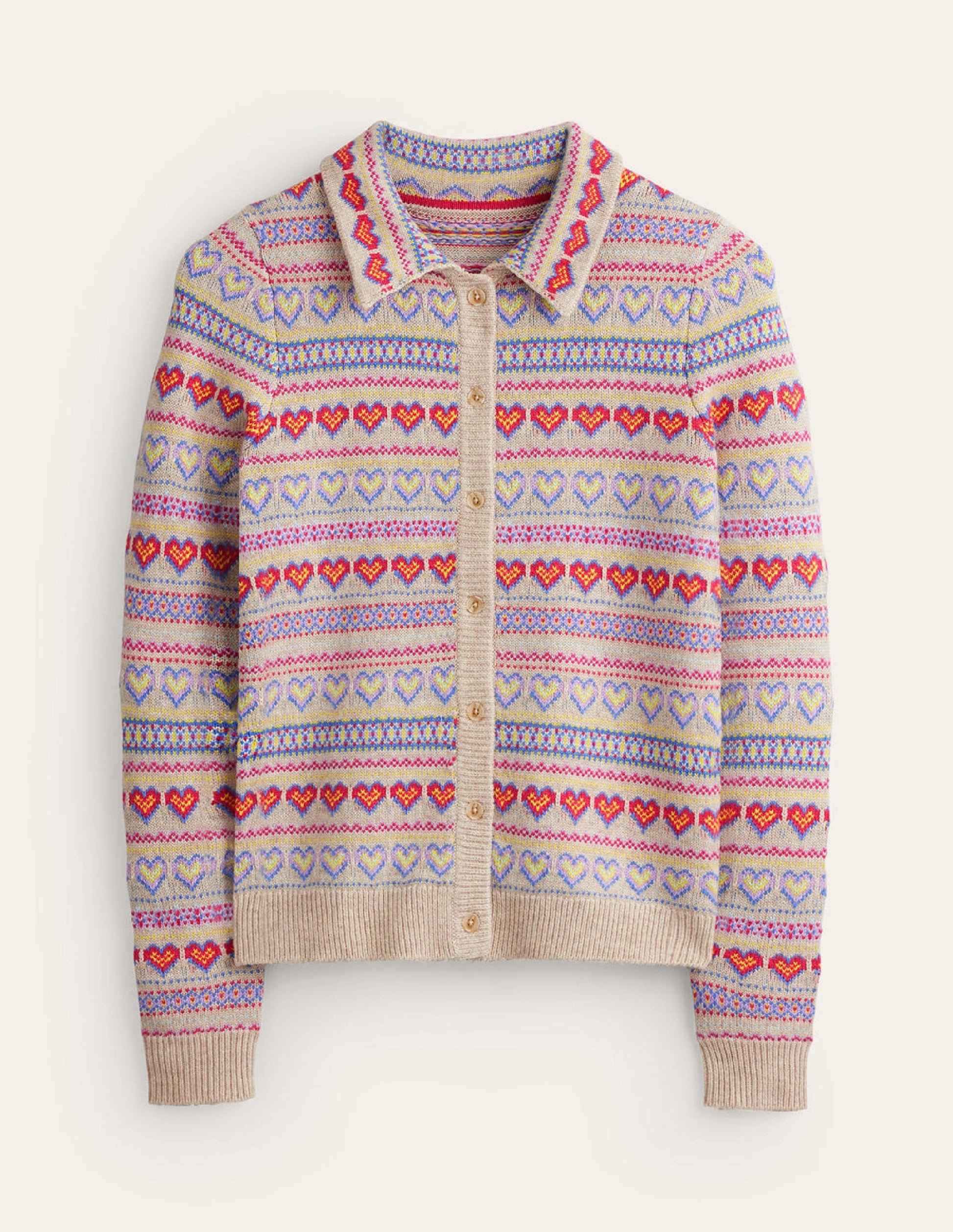 Eliza Heart Fair Isle Cardigan-Chinchilla Melange Fair Isle-5