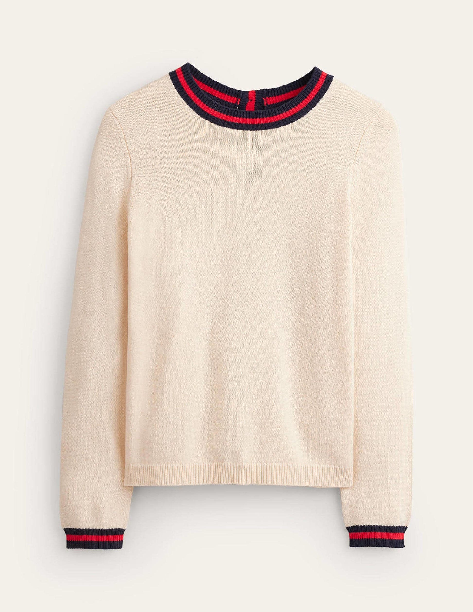Cecily Button Back Jumper-Warm Ivory, Brand Stripe-5
