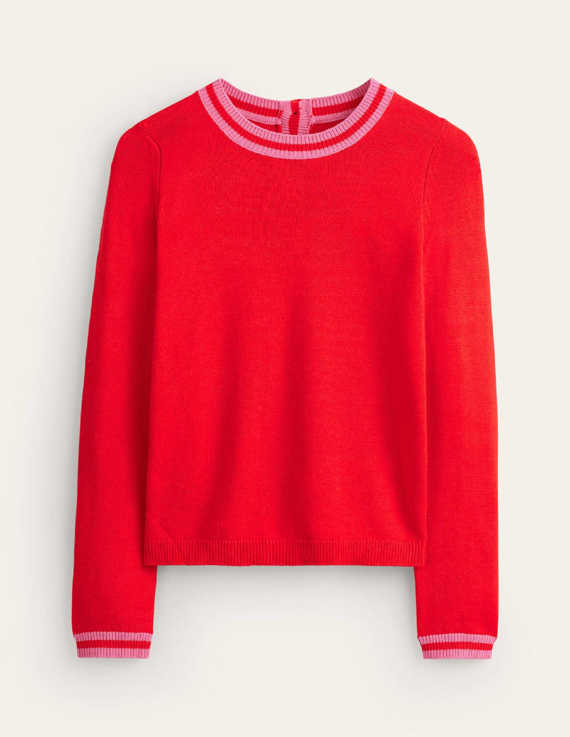 Cecily Button Back Jumper-Post Box Red, Brand Stripe-6