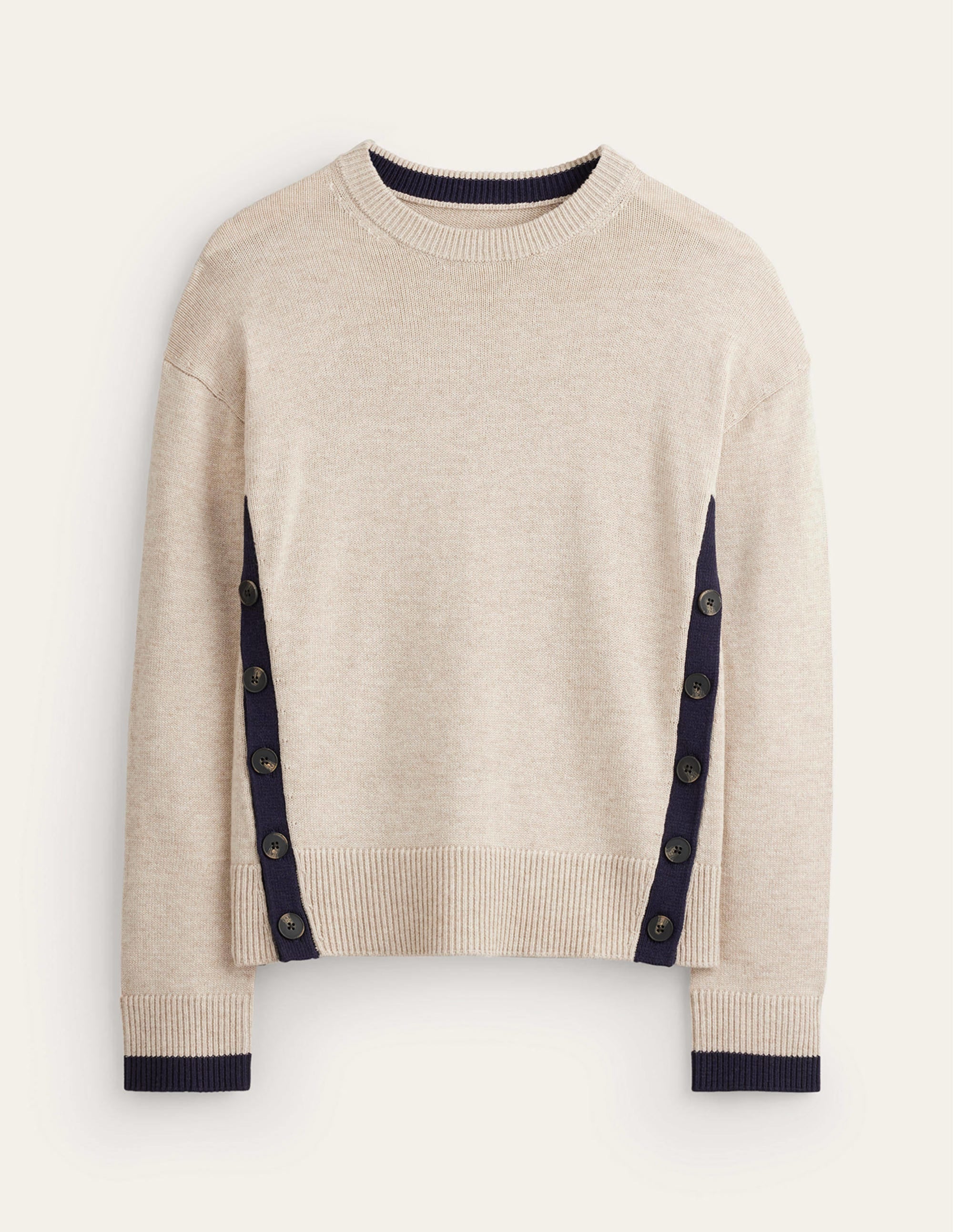 Alma Contrast Trim Jumper-Chinchilla Melange, Navy - Image 5