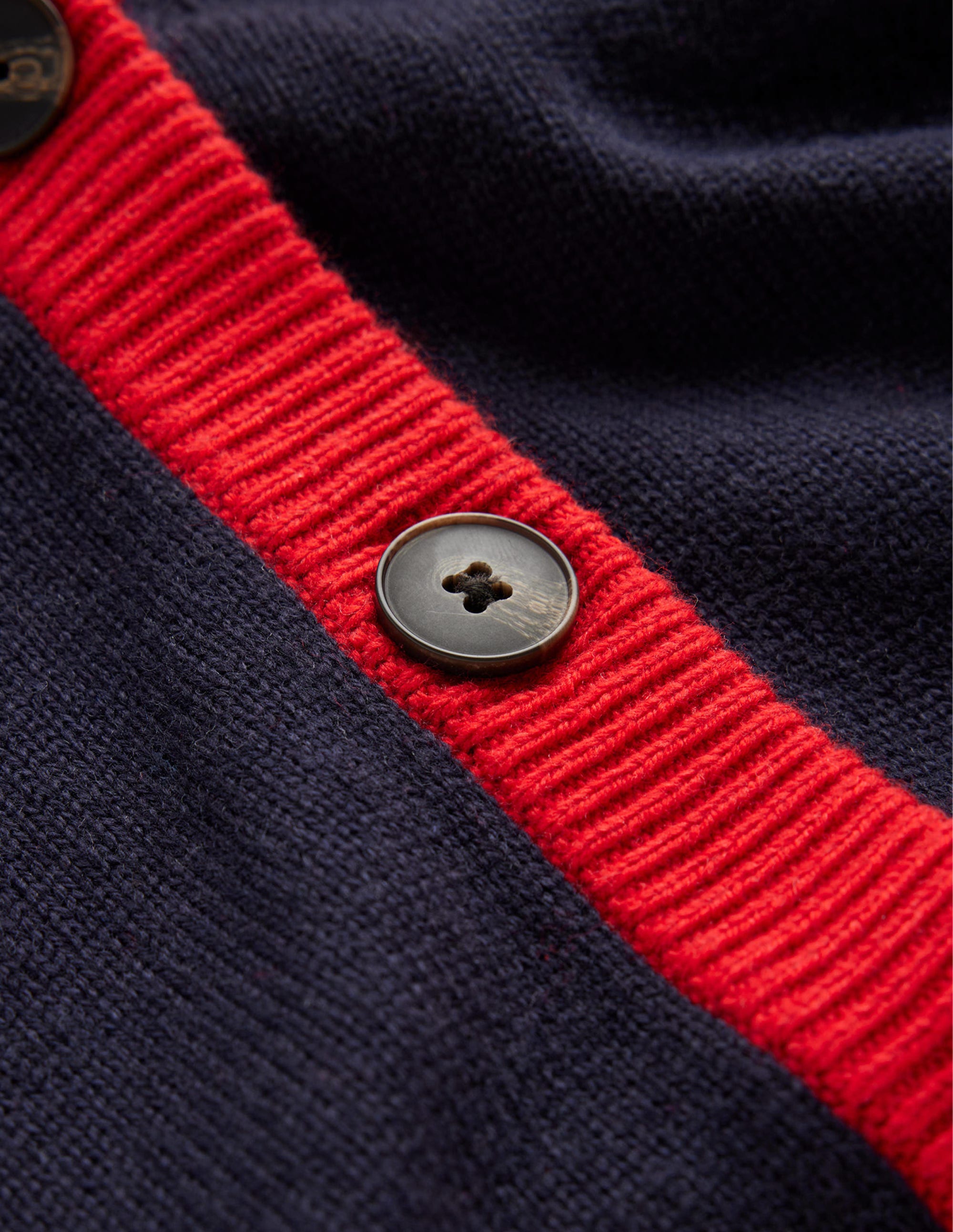 Alma Contrast Trim Cardigan-Navy, Post Box Red - Image 6