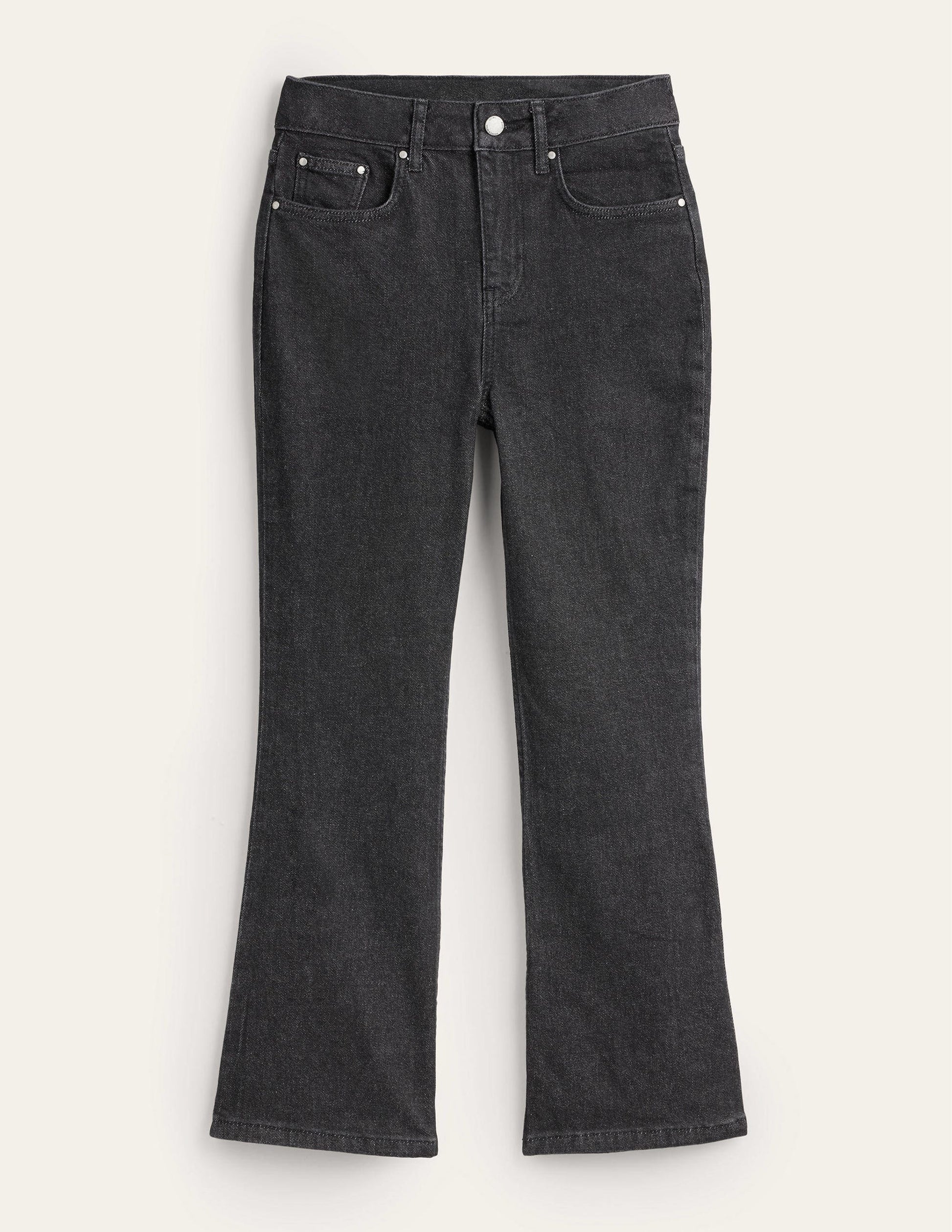 Fitted Cropped Flare Jeans-Black-7