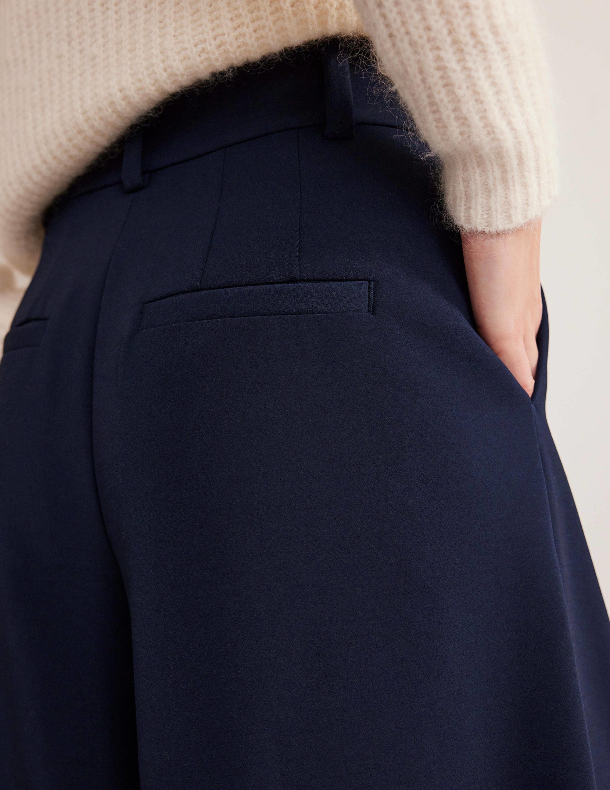 Wide Leg Fluid Culottes-Navy - Image 2